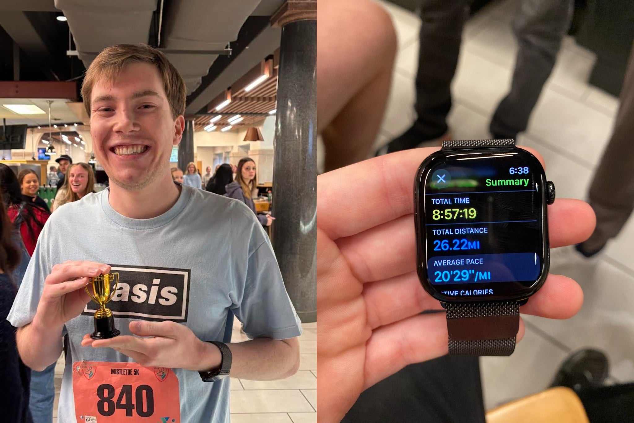 College student walks marathon inside the cafeteria as punishment for losing fantasy football