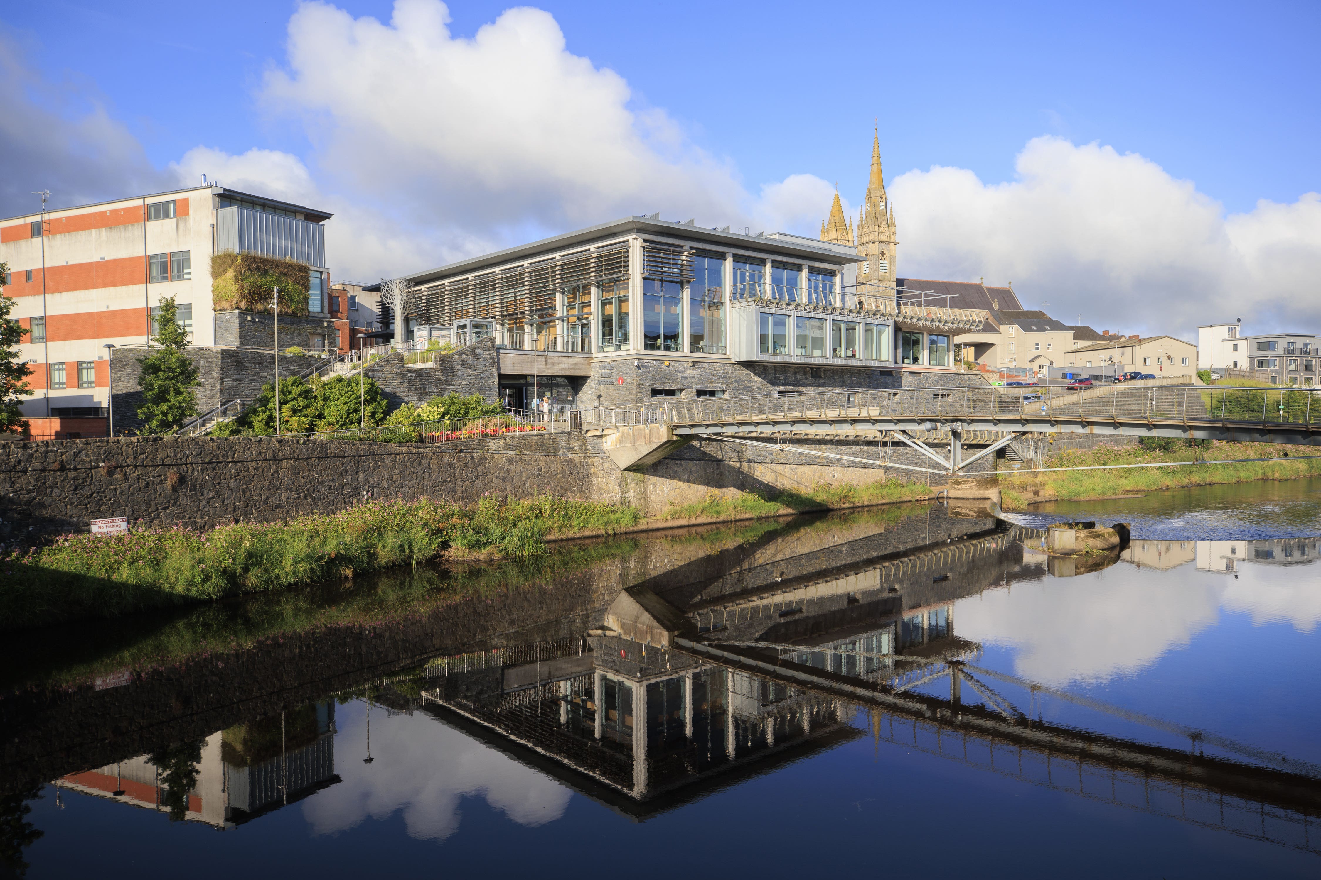 Strule Arts Centre in Omagh where chairman of the inquiry Lord Turnbull is convening the first public hearing into the Omagh bomb attack (Liam McBurney/PA)