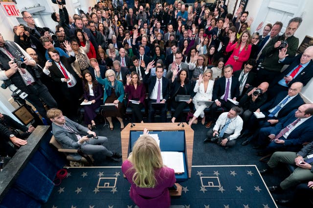 <p>New Press Secretary Karoline Leavitt held her first press conference on Tuesday. There, she echoed some of President Donald Trump’s strongest claims and pushed his ideas - even taking time to attack former president Joe Biden </p>