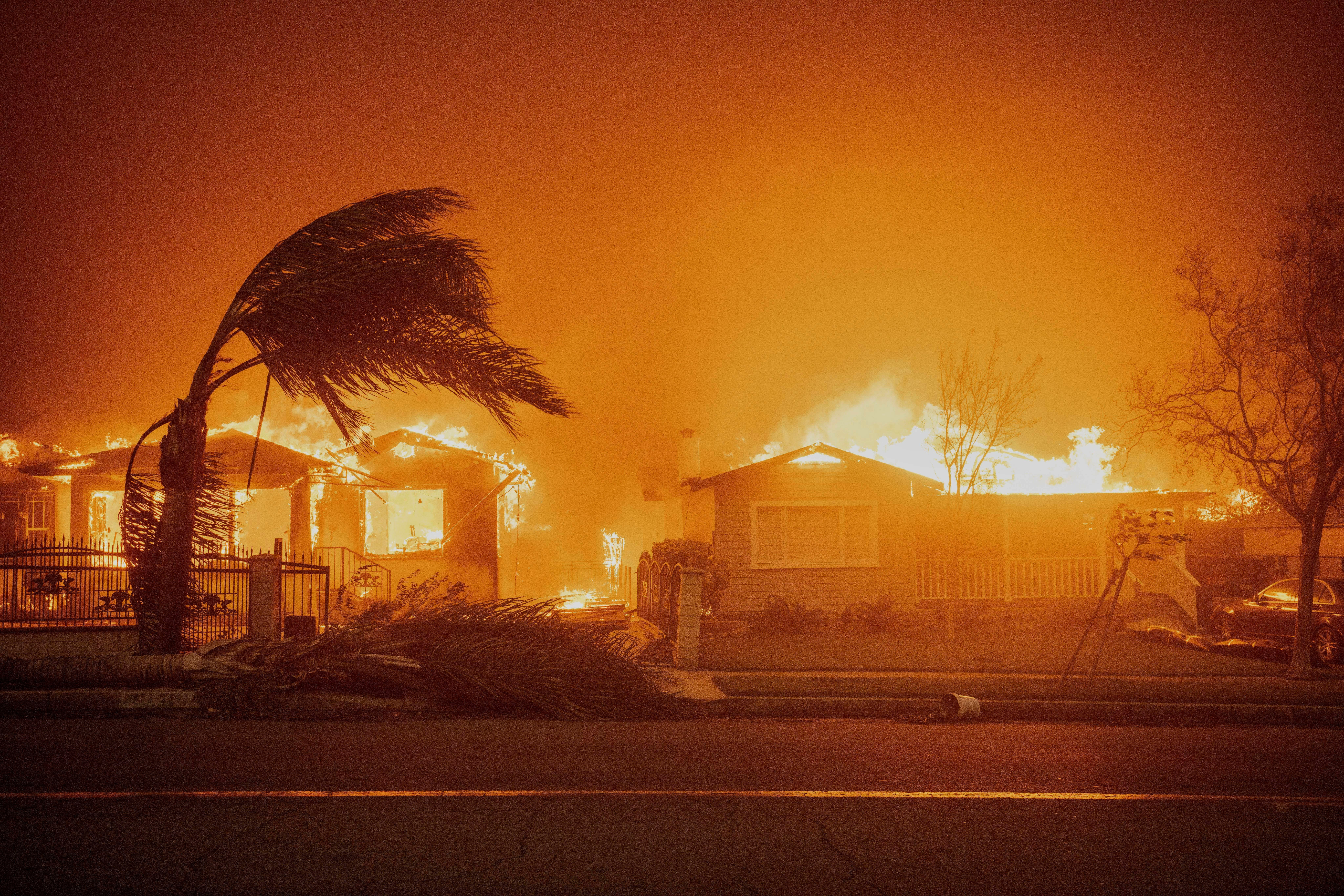 Wildfires destroy houses in the Pacific Palisades neighborhood of Los Angeles in January