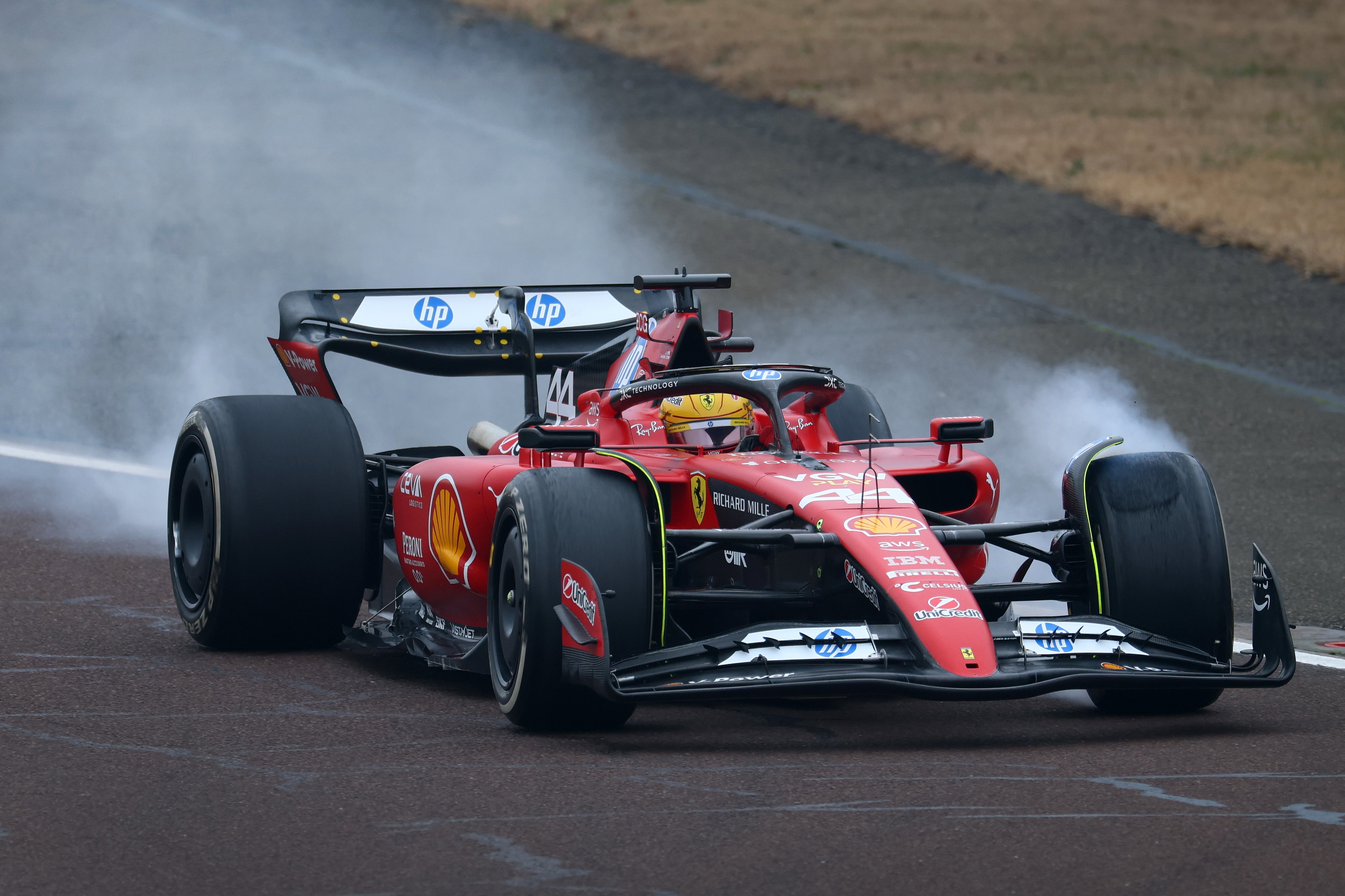 Lewis Hamilton crashed his Ferrari car in a test in Barcelona this morning (picture: last week in Fiorano)