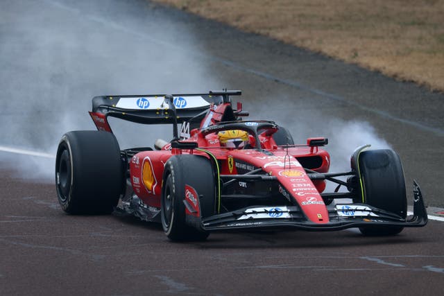 <p>Lewis Hamilton crashed his Ferrari car in a test in Barcelona this morning (picture: last week in Fiorano)</p>