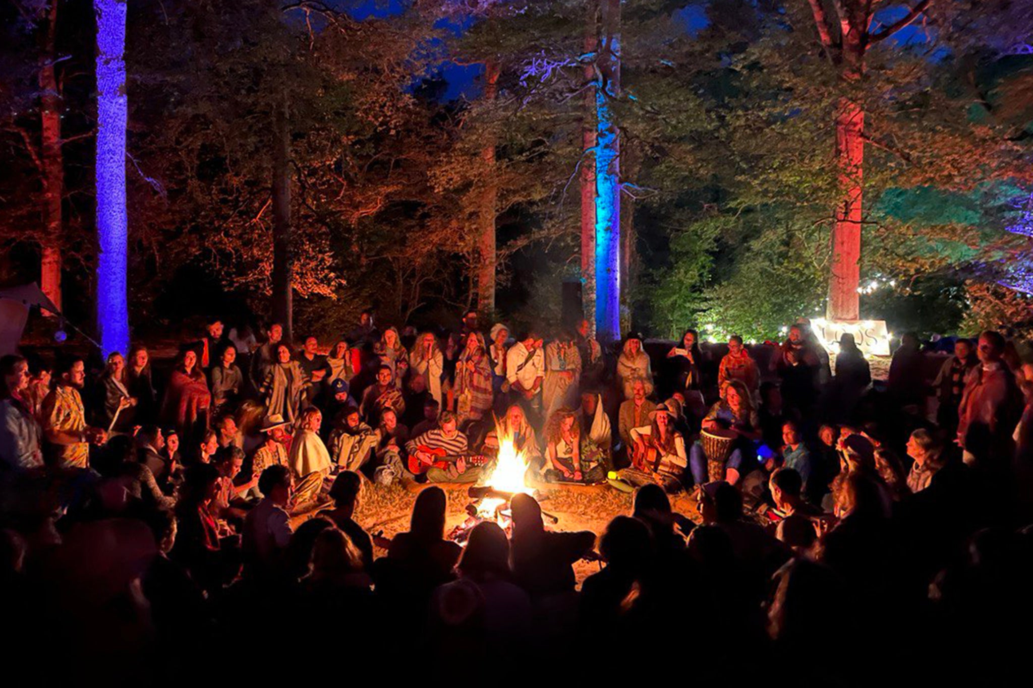 A fire circle at the 2024 solstice event at Wasing Park