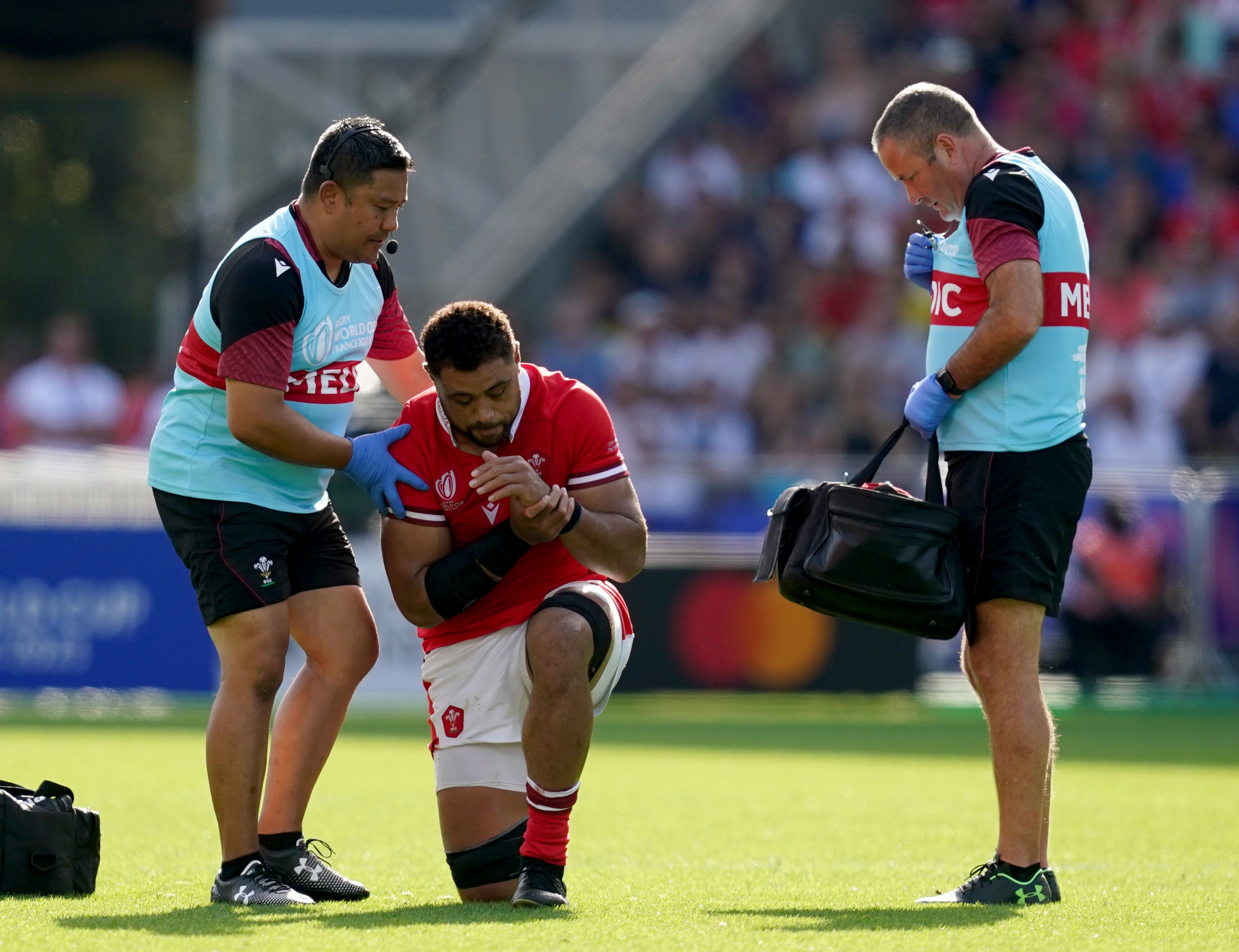 Taulupe Faletau suffered a broken arm against Georgia at the 2023 World Cup
