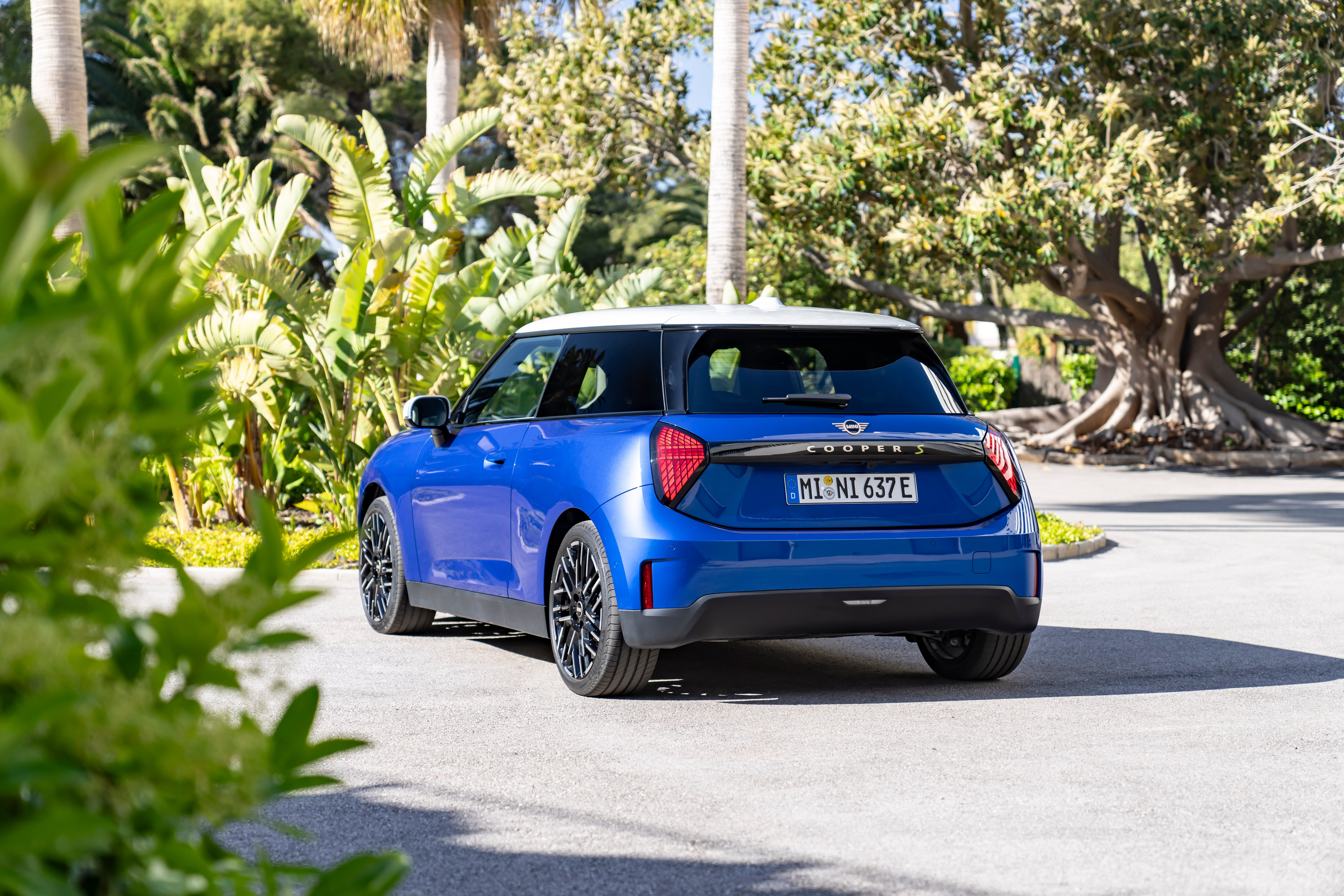 The electric Mini Cooper is a three-door hatchback