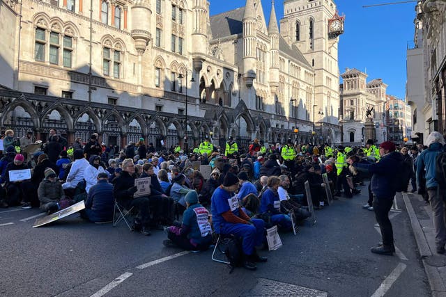 <p>TV stars Chris Packham and Hugh Fearnley-Whittingstall joined protesters occupying the street</p>