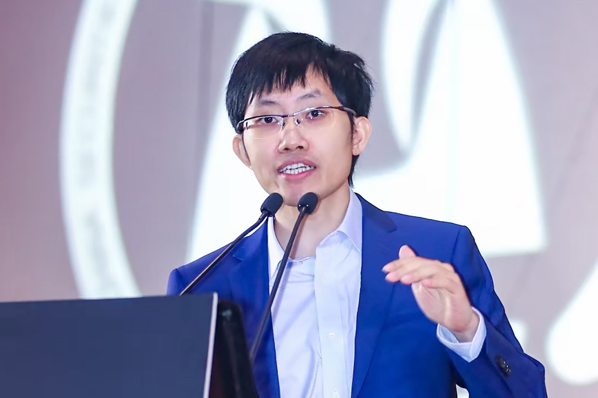 Liang Wenfeng, founder of startup DeepSeek, speaking at an event in Shanghai, China, in 2019