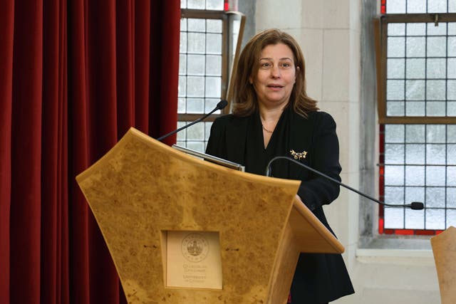 Palestinian ambassador to Ireland Dr Jilan Wahba Abdalmajid speaking during her visit to the University of Galway (Mike Shaughnessy/University of Galway/PA)