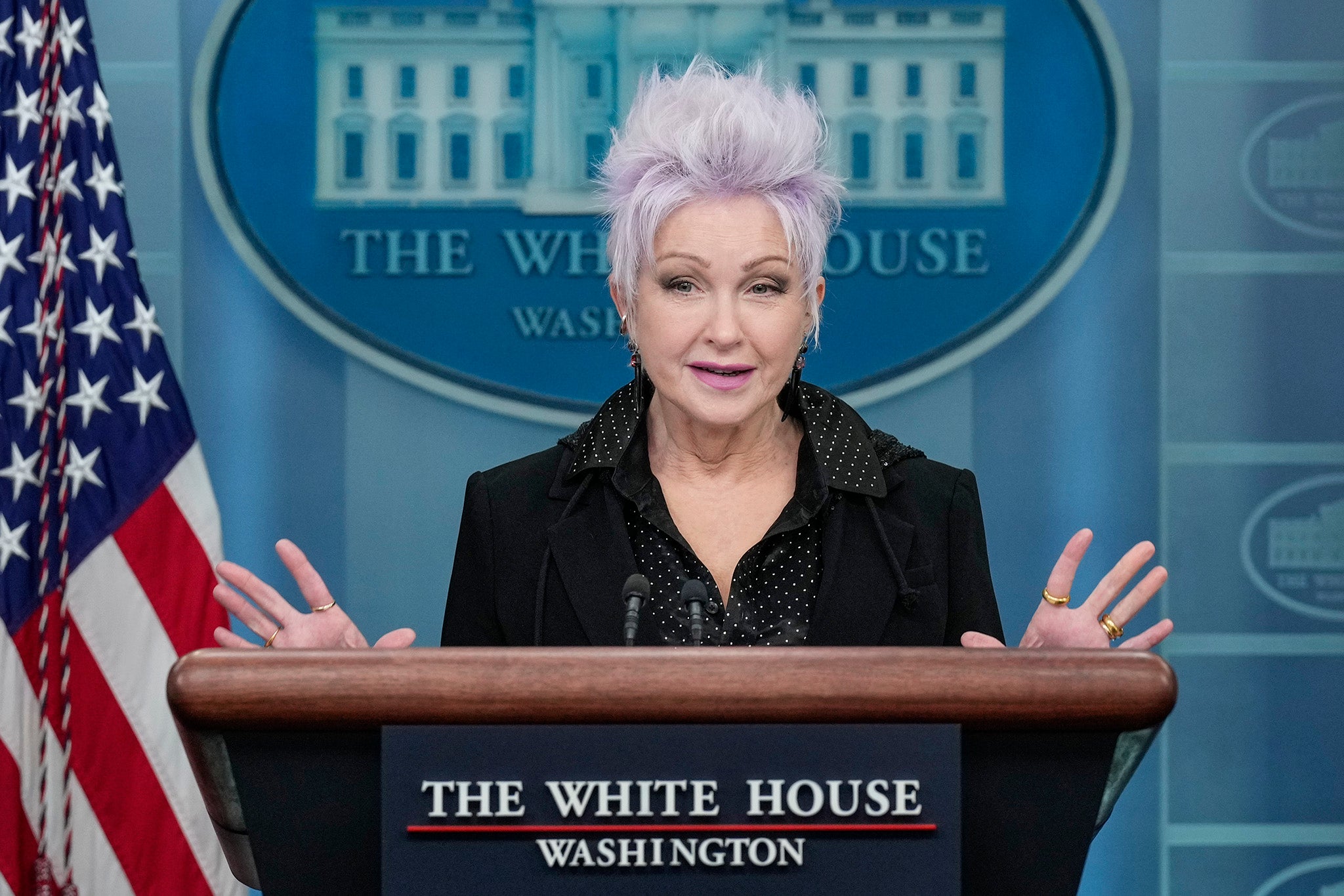 Political arena: Lauper attends the White House in 2022 in support of an act to codify same-sex and interracial marriages