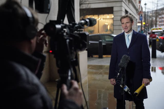 Shadow home secretary Chris Philp speaks to the media outside BBC Broadcasting House in London, after appearing on the BBC One current affairs programme, Sunday with Laura Kuenssberg. Picture date: Sunday January 5, 2025.