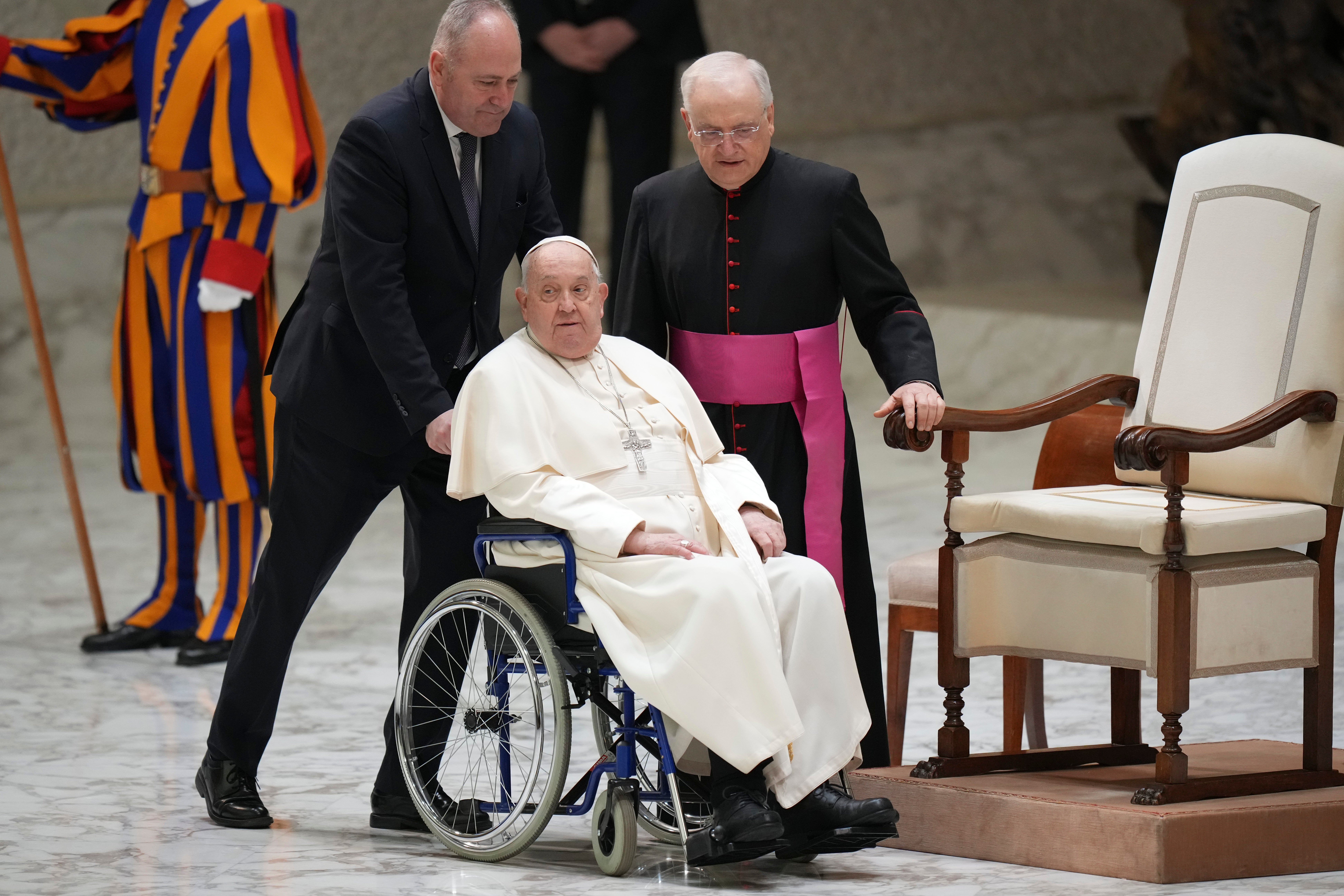 Pope Francis left the audience in a wheelchair