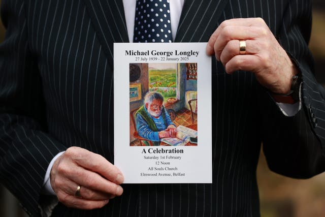 The order of service for the funeral of acclaimed Belfast poet Michael Longley (Liam McBurney/PA)