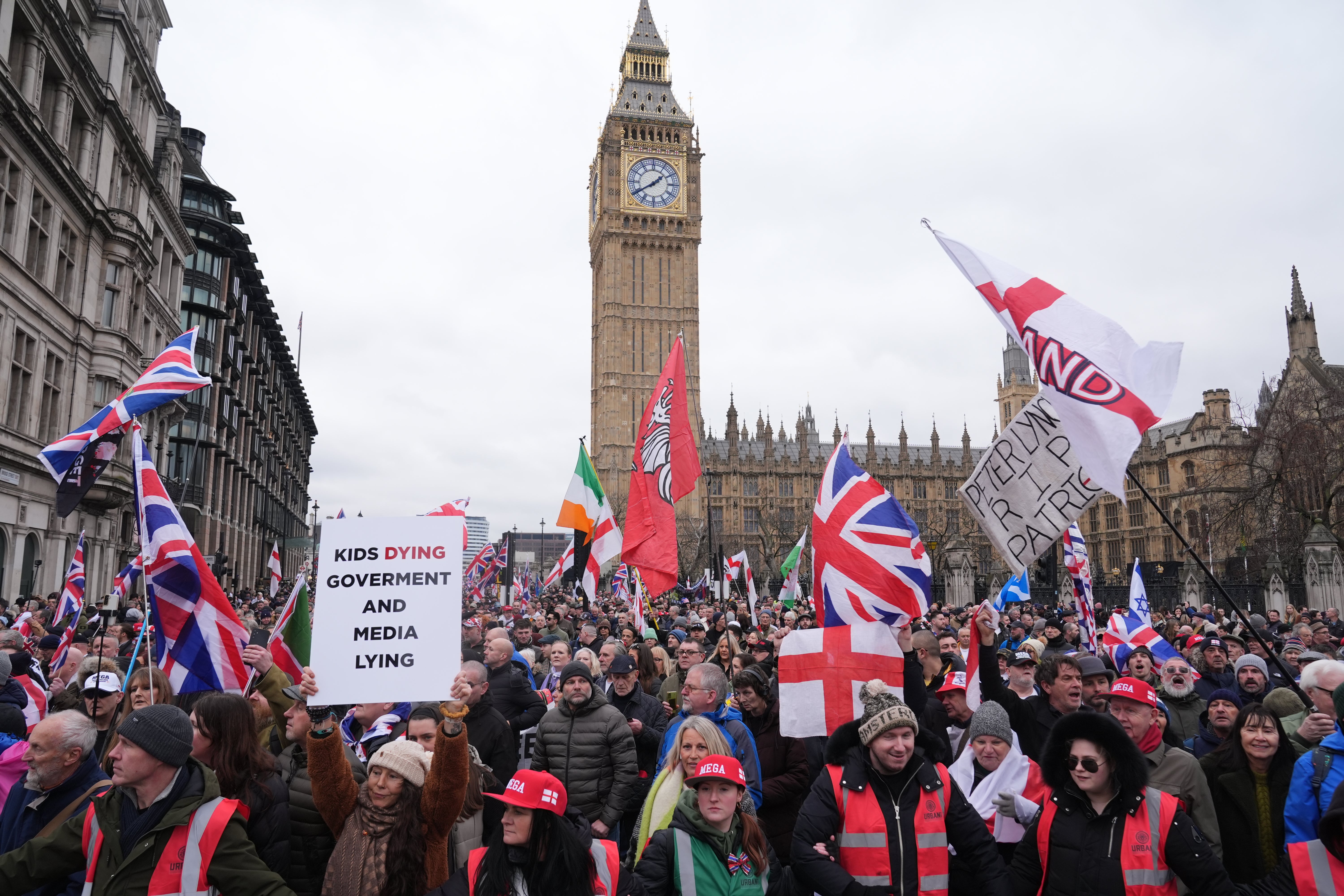 Tommy Robinson supporters protest in central London after he was sent to prison