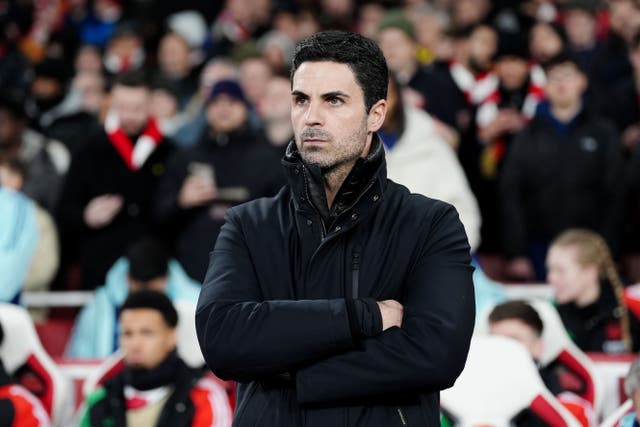 <p>Mikel Arteta’s Arsenal will be hoping to make up some ground on league leaders Liverpool (Bradley Collyer/PA)</p>