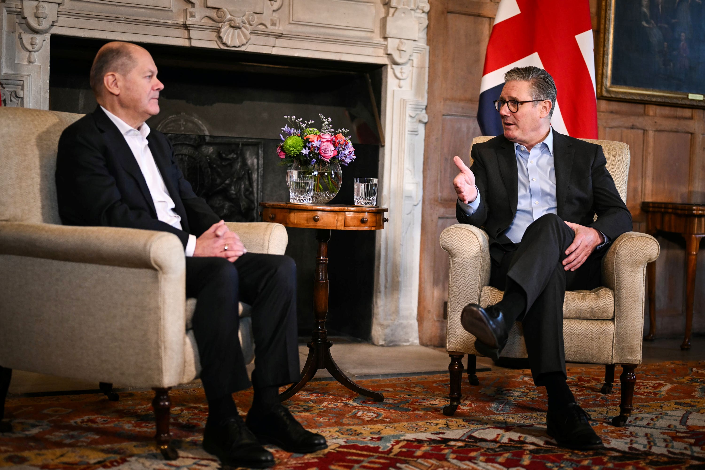 Prime Minister Sir Keir Starmer with Chancellor of Germany Olaf Scholz (Ben Stansall/PA)