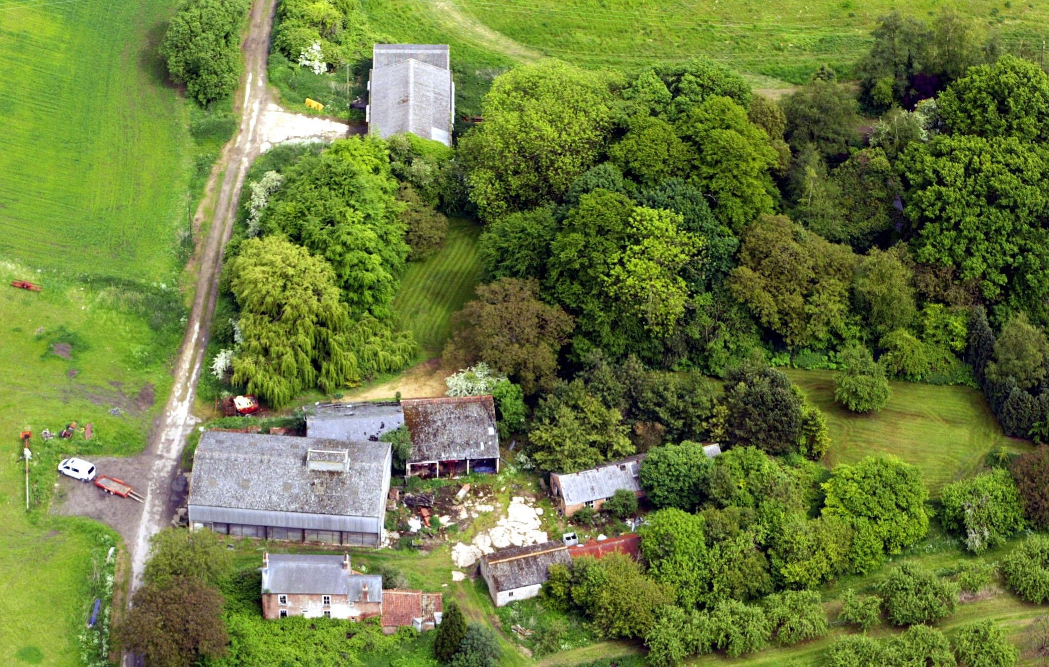 An aerial view of Tony Martin’s land at Emneth, Norfolk