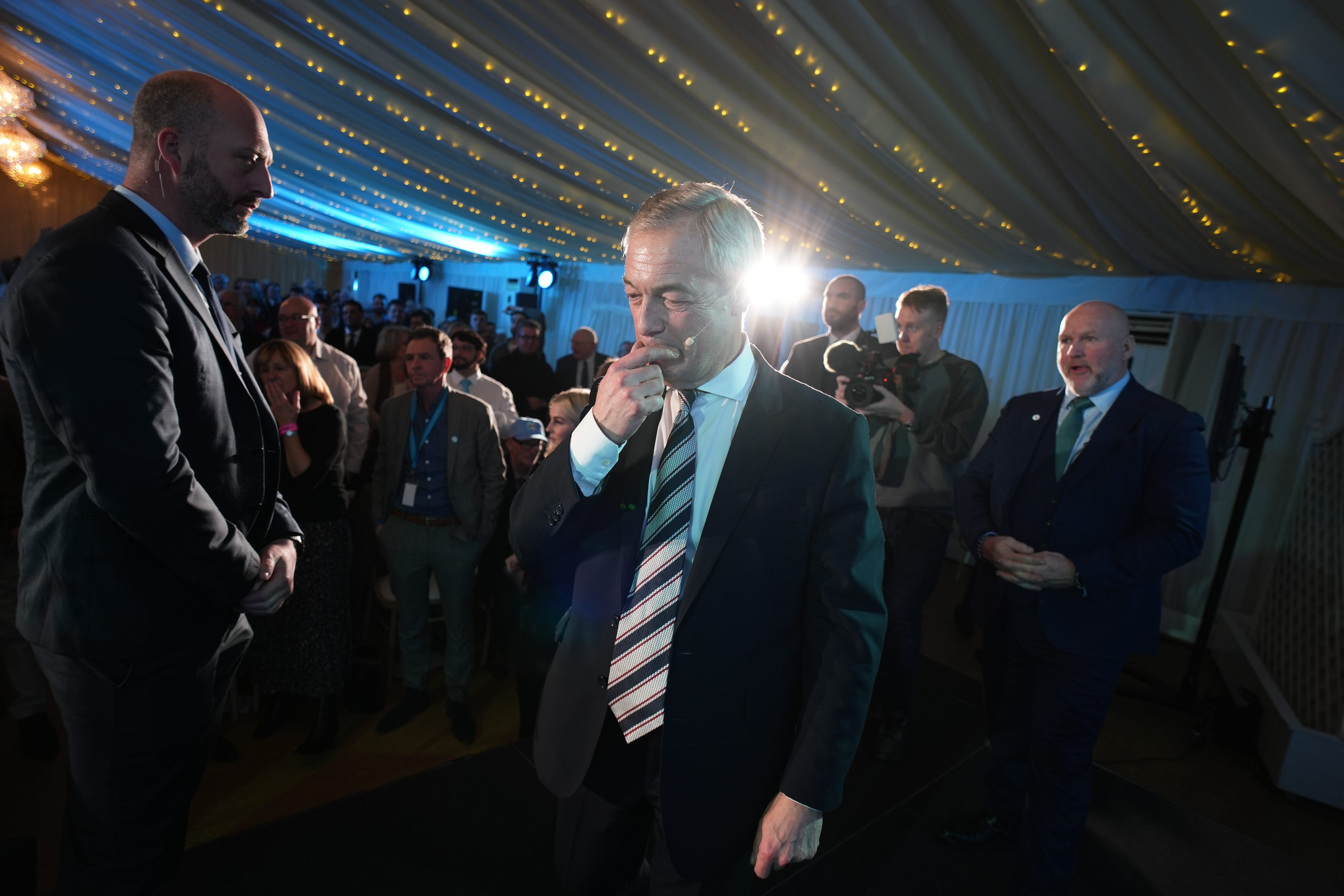 Nigel Farage during the Reform UK North West Essex conference (Jordan Pettitt/PA)