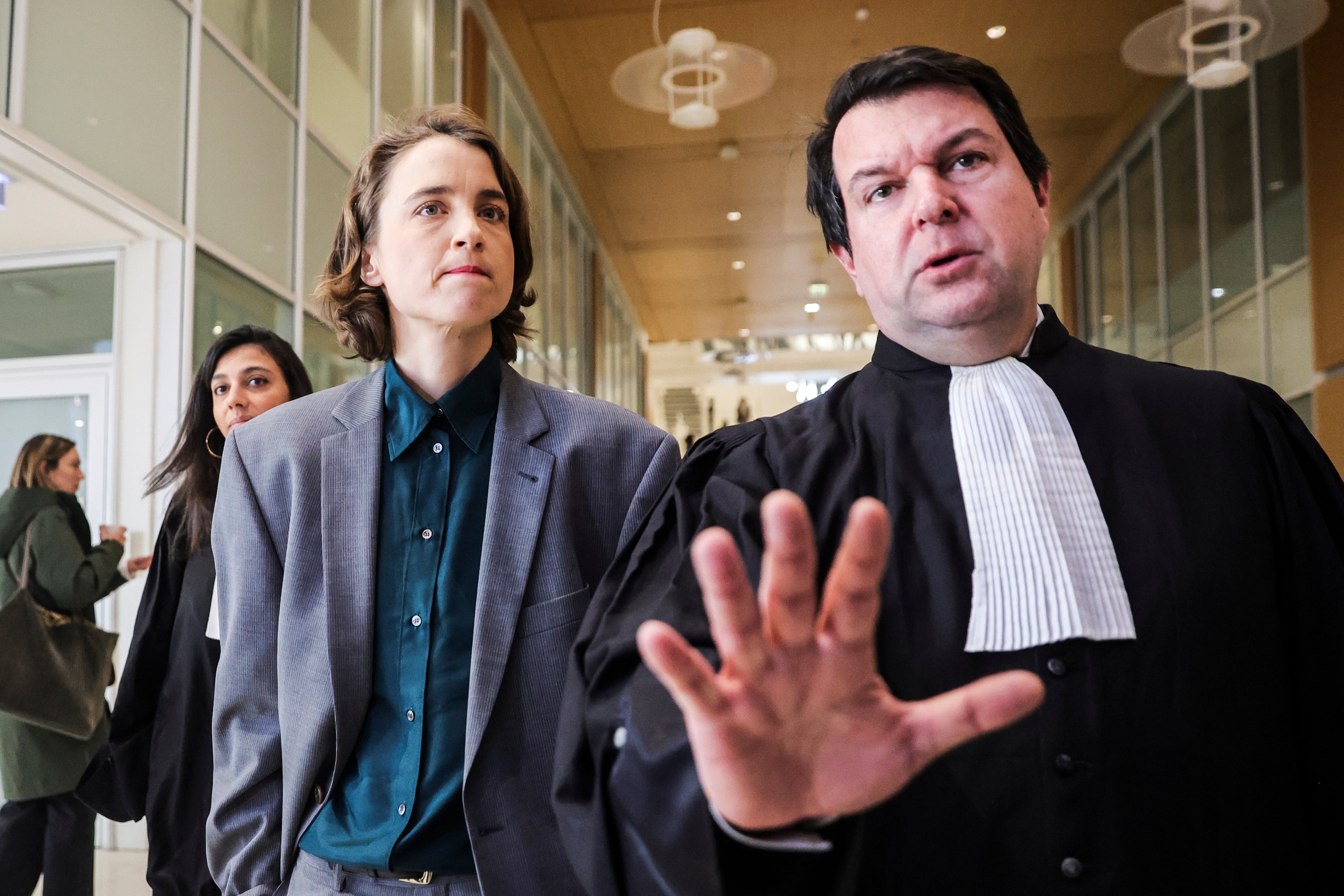 French actress Adele Haenel leaves the courtroom following the verdict