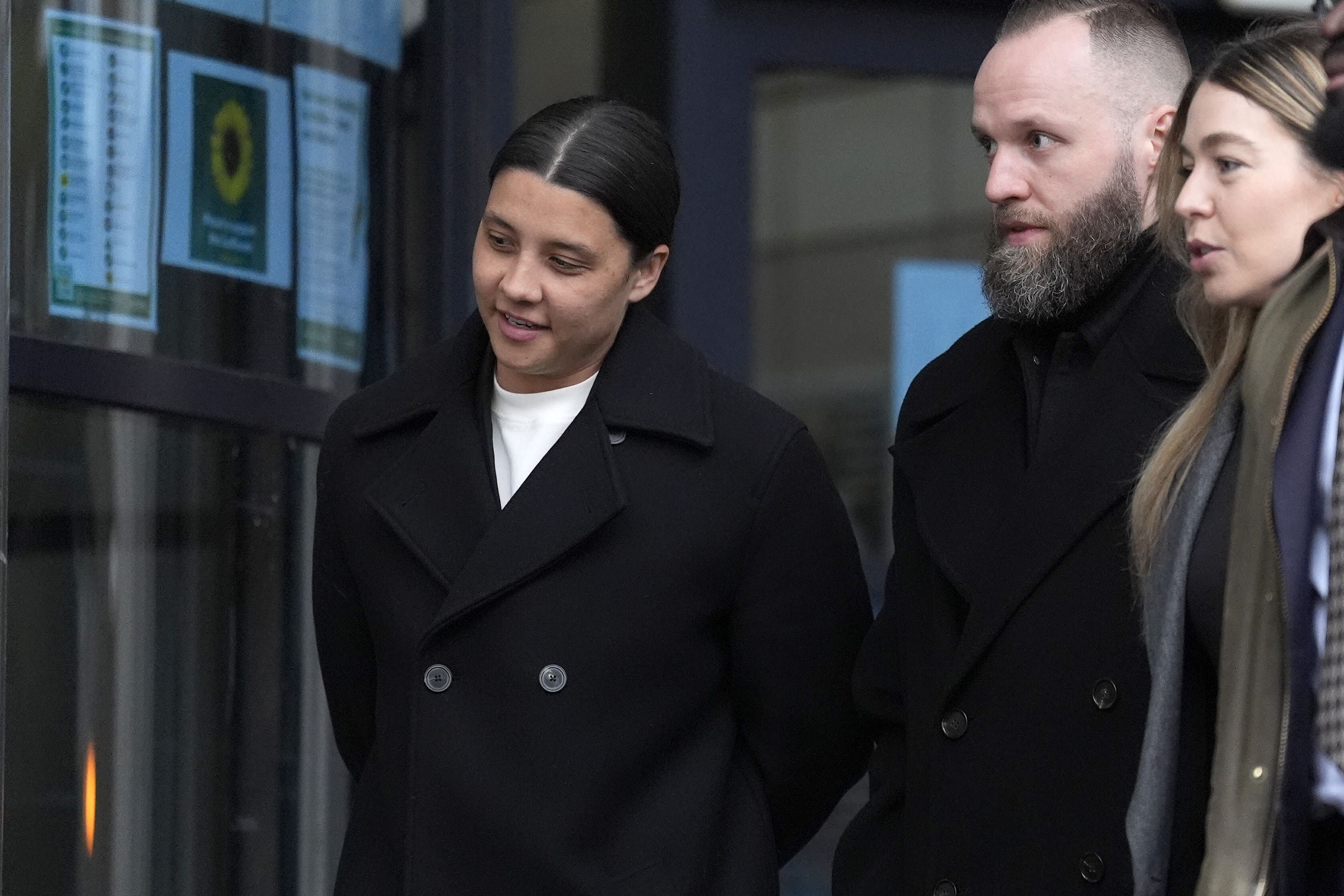 Chelsea striker Sam Kerr outside Kingston Crown Court, south west London, following a hearing where she is charged with alleged racially aggravated harassment of a police officer (Andrew Matthews/PA)