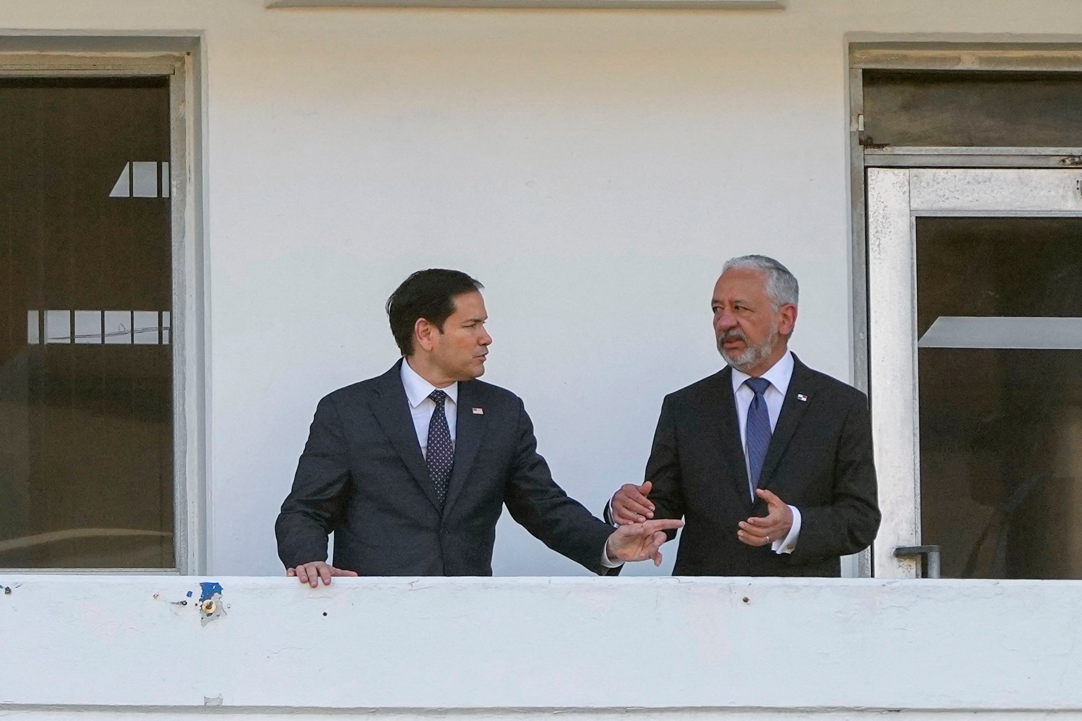 US secretary of state Marco Rubio speaks with Panama Canal Authority administrator Ricaurte Vasquez during a tour at the Miraflores locks of the Panama Canal in Panama City