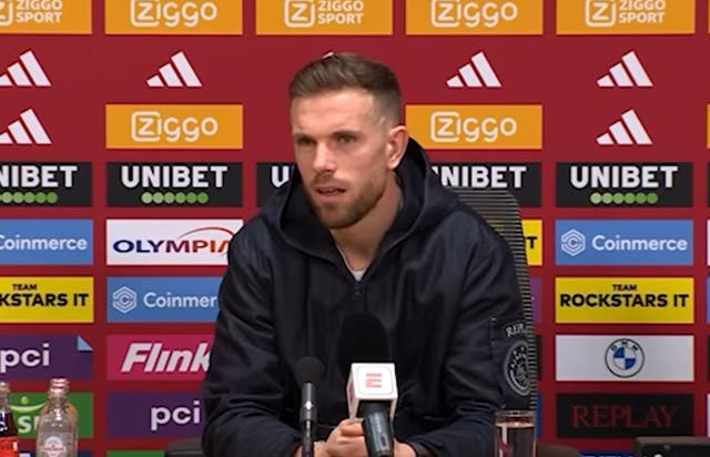 <p>Jordan Henderson gets into a heated argument with the media over his Ajax future</p>