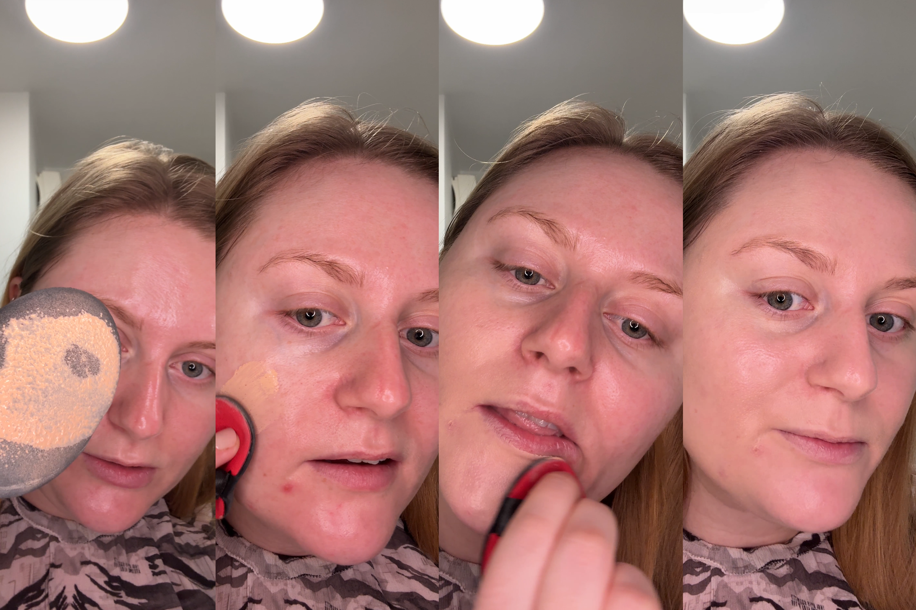 I applied a full face of foundation using the included sponge applicator and attempted to conceal blemishes with the formula, too