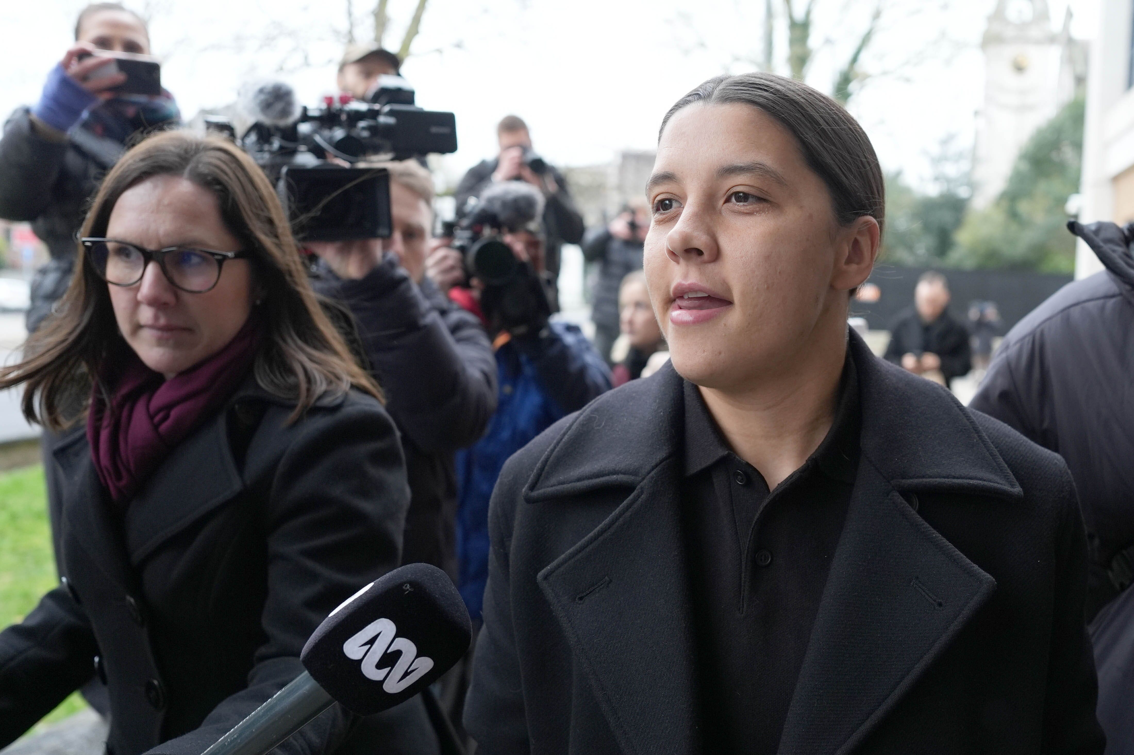 Chelsea and Australia striker Sam Kerr arrives at Kingston Crown Court (Jordan Pettitt/PA)