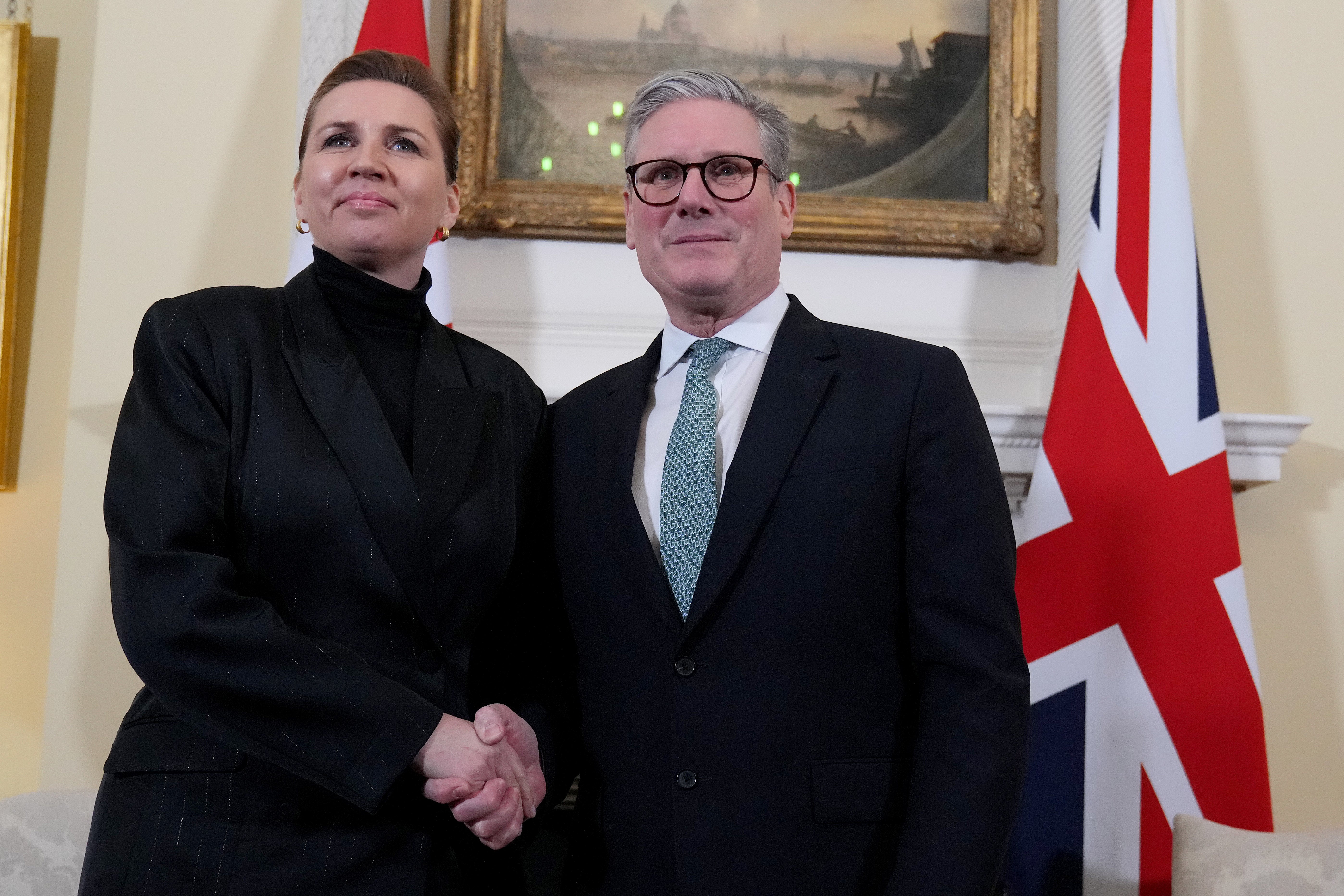 Keir Starmer welcomes Danish prime minister Mette Frederiksen to 10 Downing Street