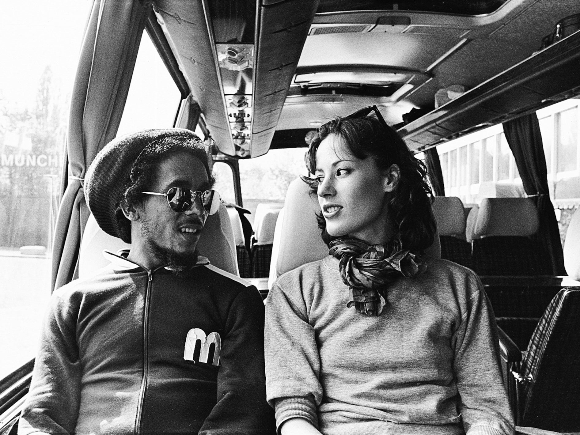 Kate Simon with Bob Marley during the Exodus tour, 1977