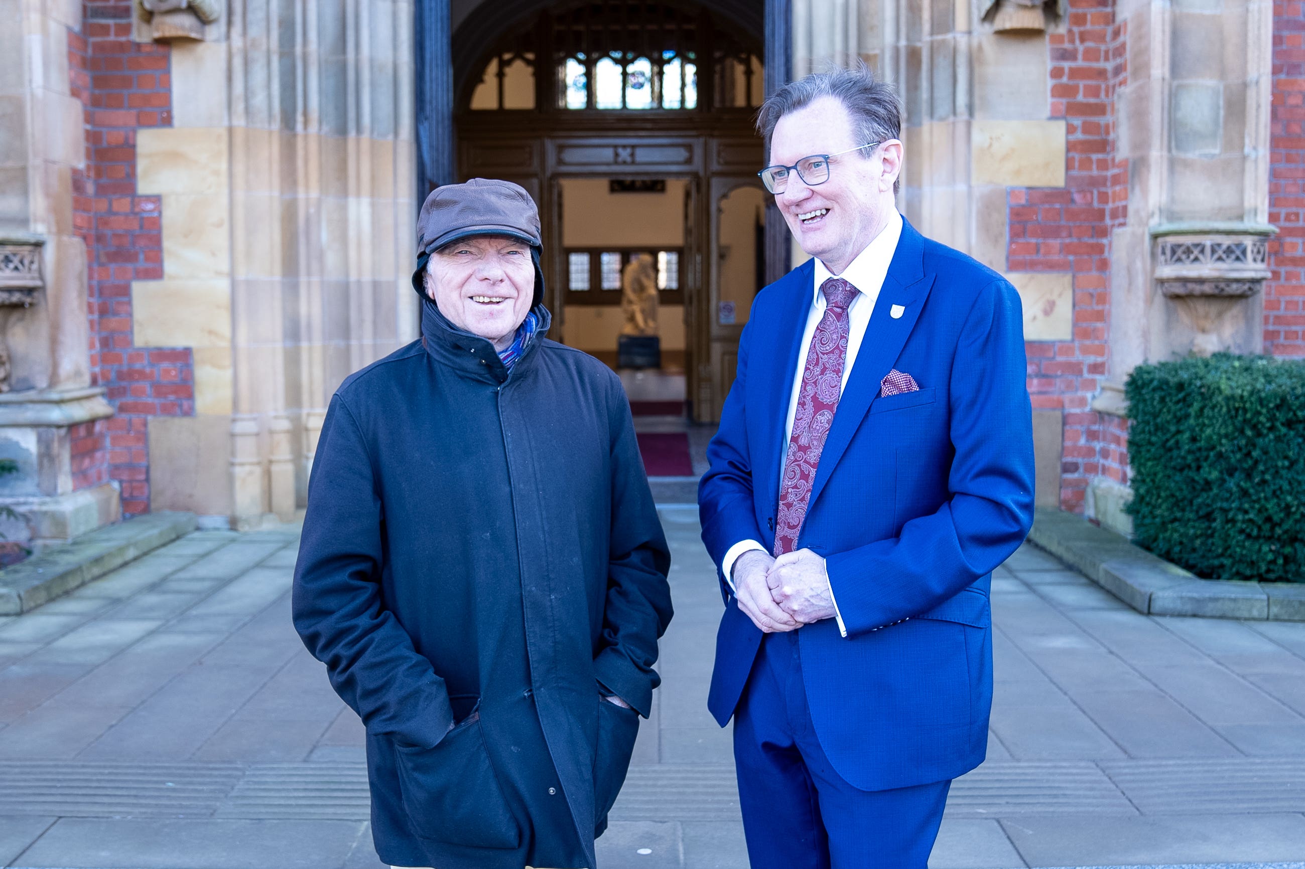 Van Morrison (left) and Queen’s University Belfast president and vice-chancellor Professor Sir Ian Greer (Queen’s University Belfast/PA)