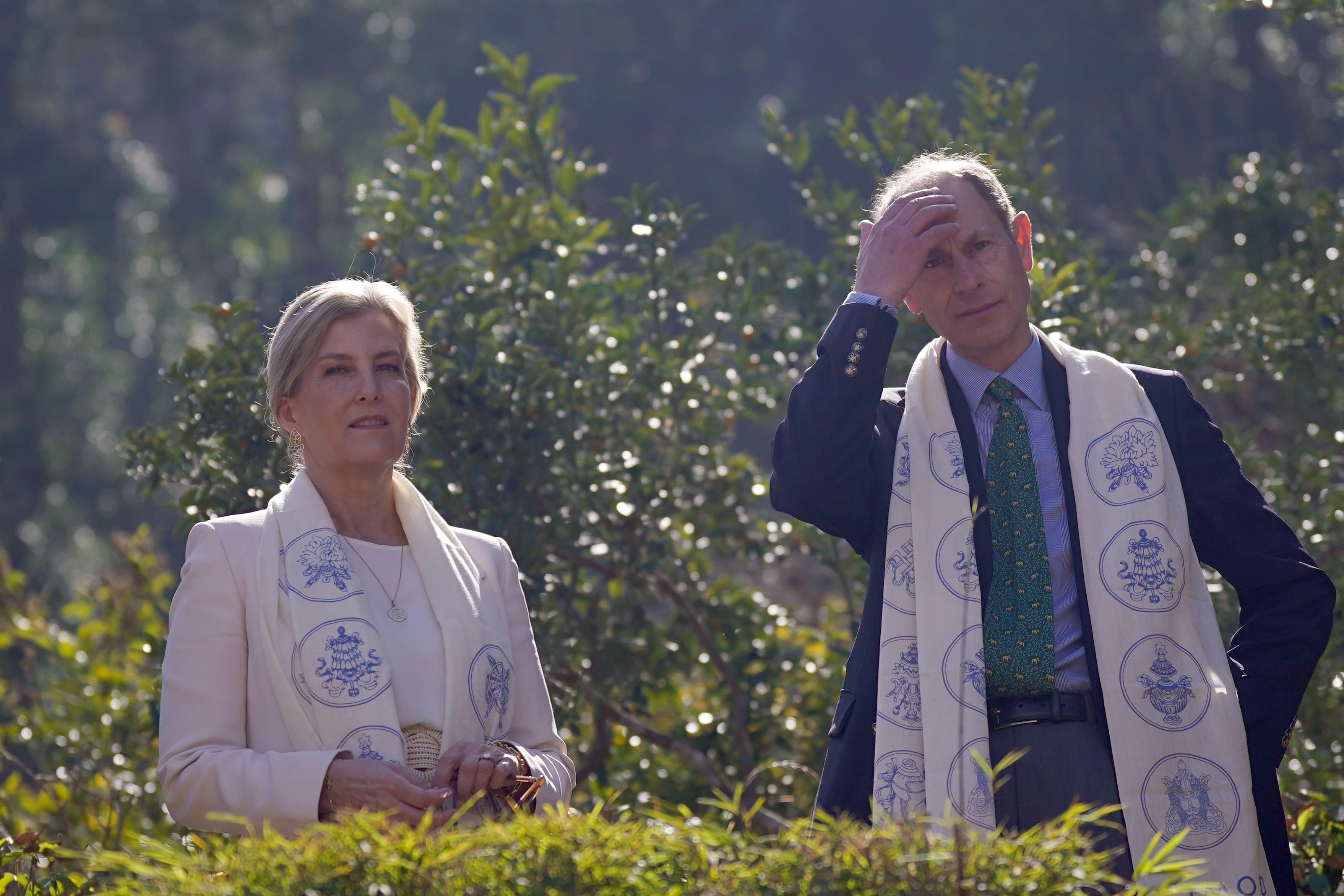 The Duke and Duchess of Edinburgh visited the International Centre for Integrated Mountain Development Living Mountain Lab, in Kathmandu (Yui Mok/PA)