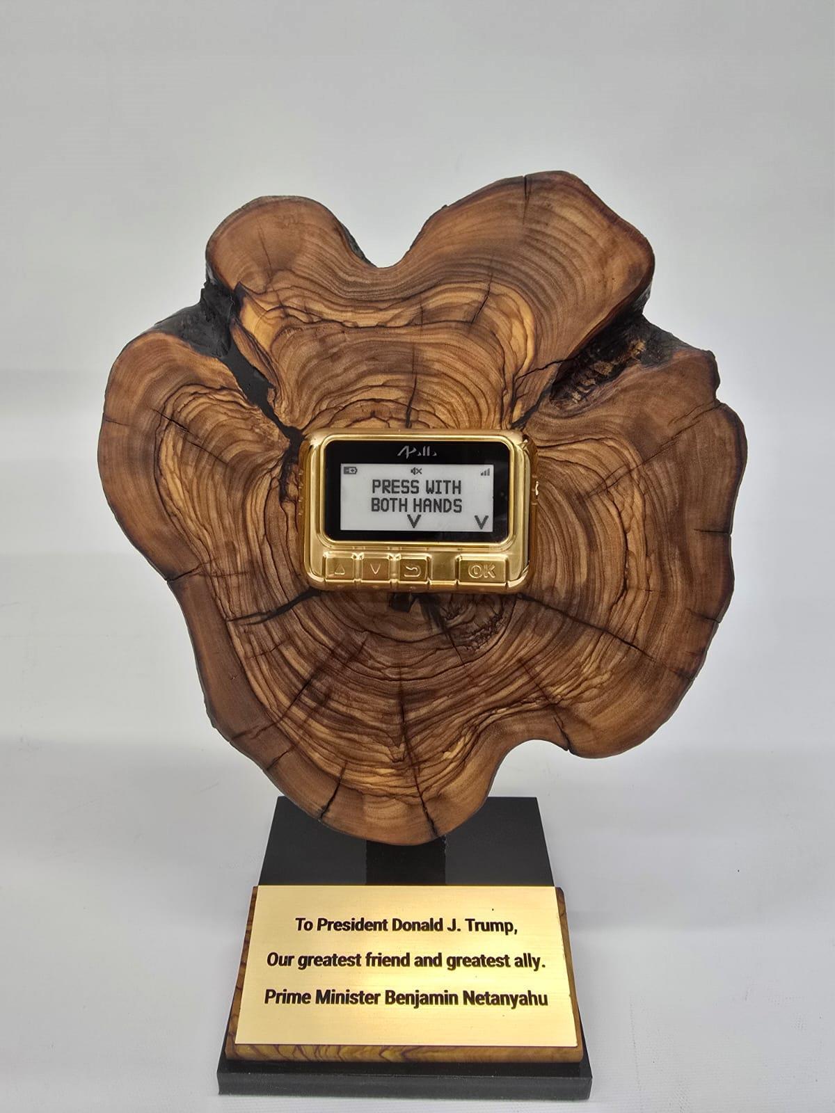 Israeli Prime Minister Benjamin Netanyahu gifted President Donald Trump a golden beeper on Tuesday, in a nod to the deadly attacks on Hezbollah operatives last year