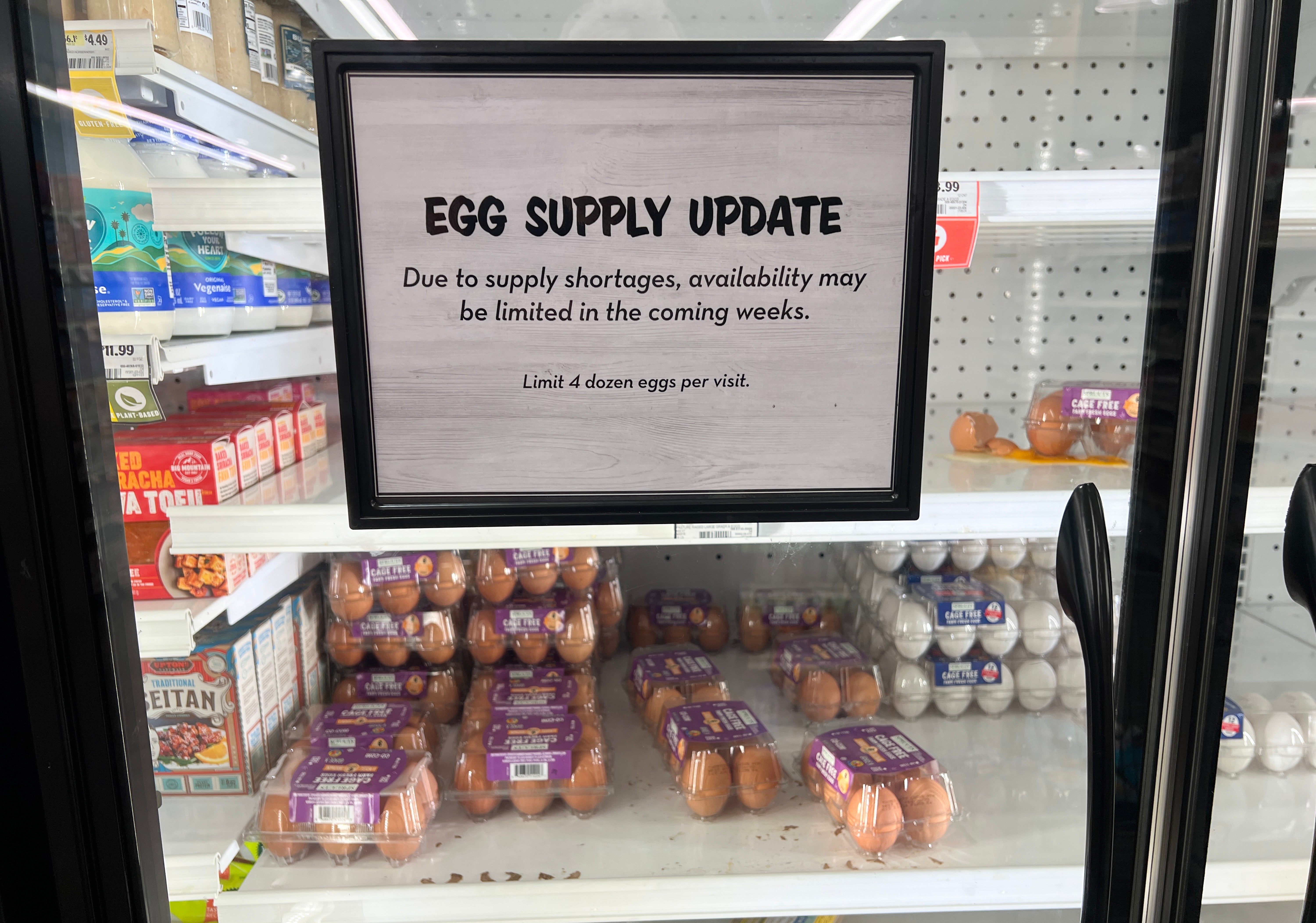 A sign in a grocery store in Miami reads: 'Due to supply shortages, availability may be limited in the coming weeks.’