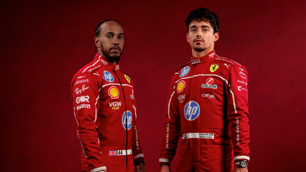 Hamilton (left) is teammates with Charles Leclerc at Ferrari this year