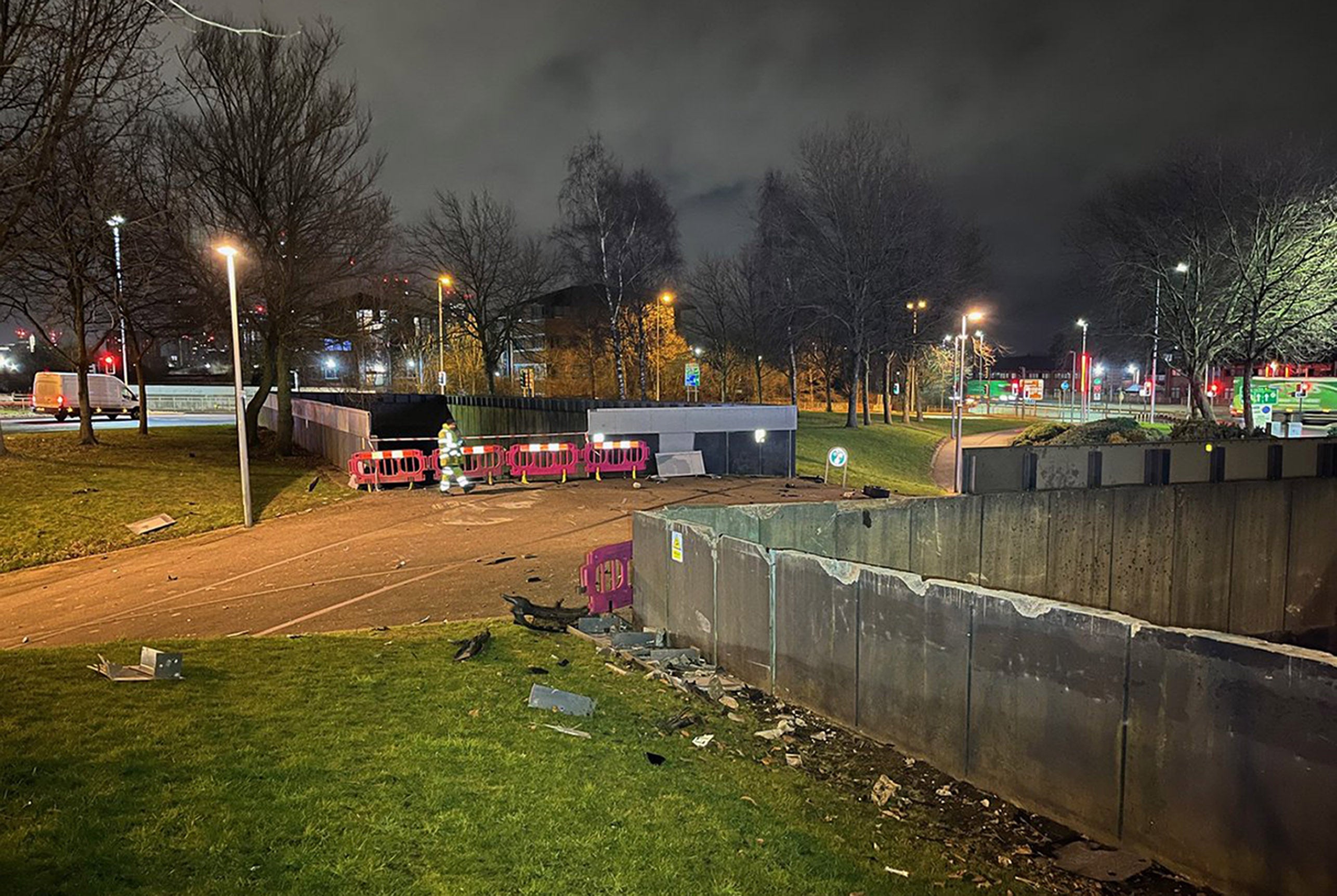 The car caused damage to the railway line as it hit the tracks