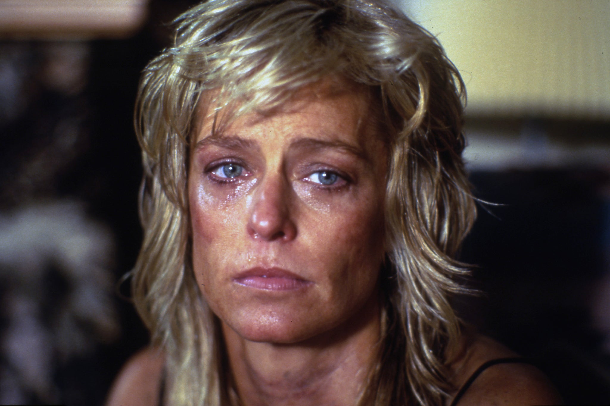 Brittle and tortured: Farrah Fawcett in the 1986 drama ‘Extremities’