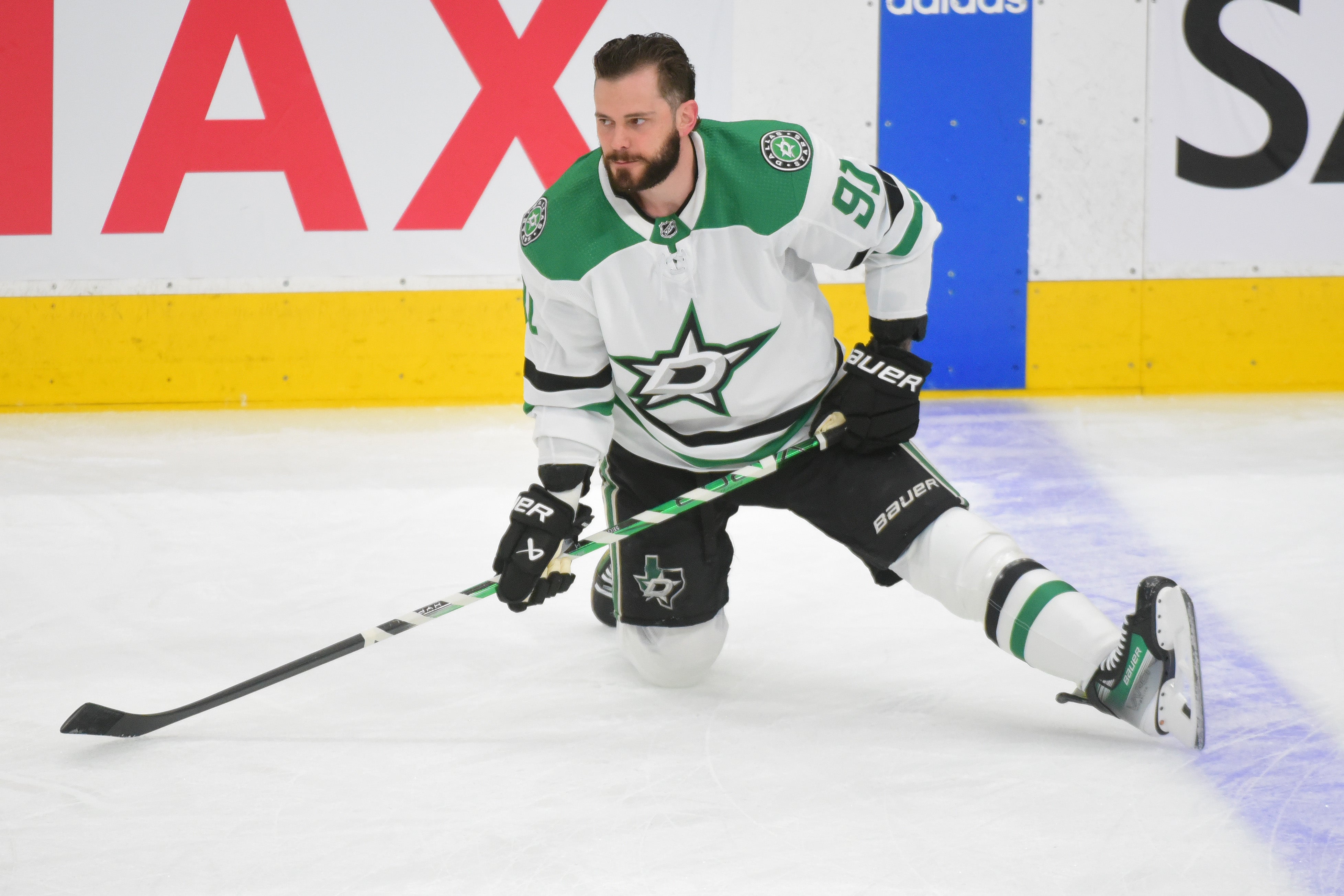 Tyler Seguin #91 of the Dallas Stars warms up before Game Six of the Western Conference Final 2024 on June 21 that year
