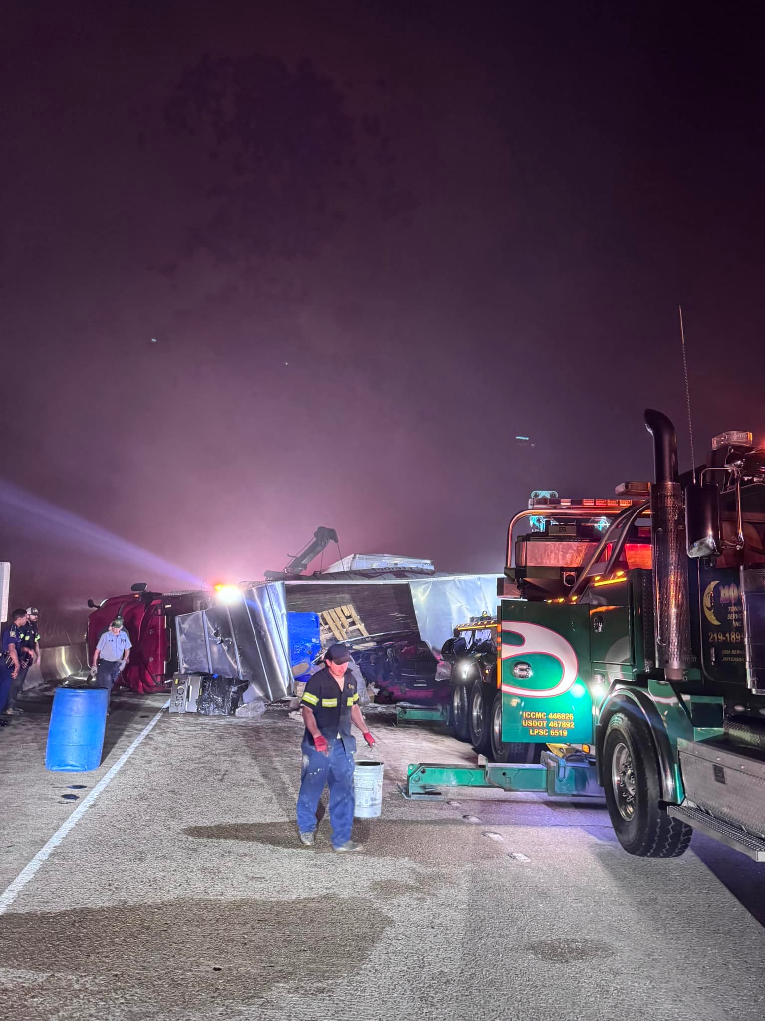 A multi-vehicle crash closed a Louisiana interstate early Friday. An 18-wheeler overturned and traffic was being diverted from the area