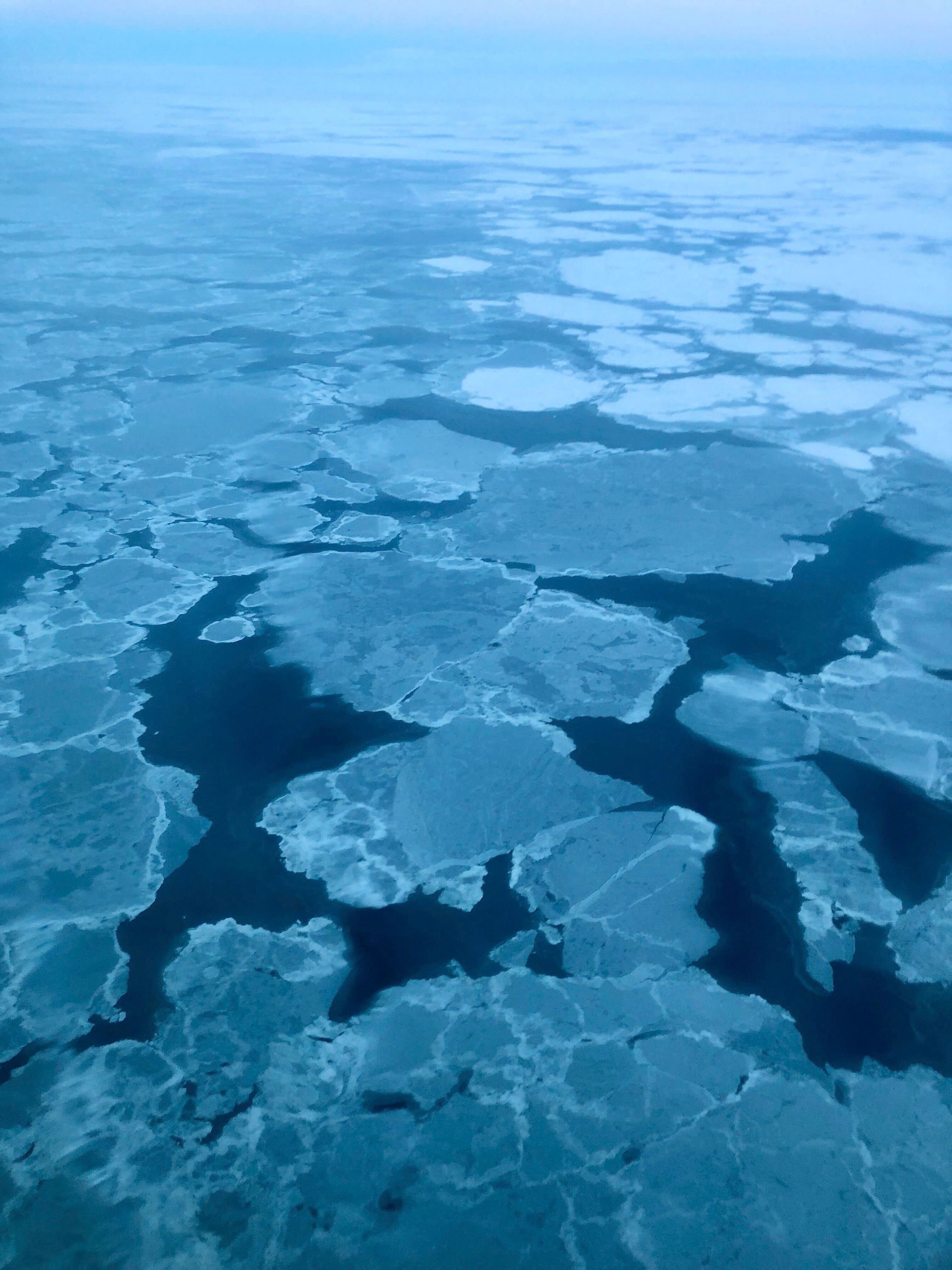 Ice in the Bering Sea in 2020, as seen from a small aircraft near the western coast of Alaska