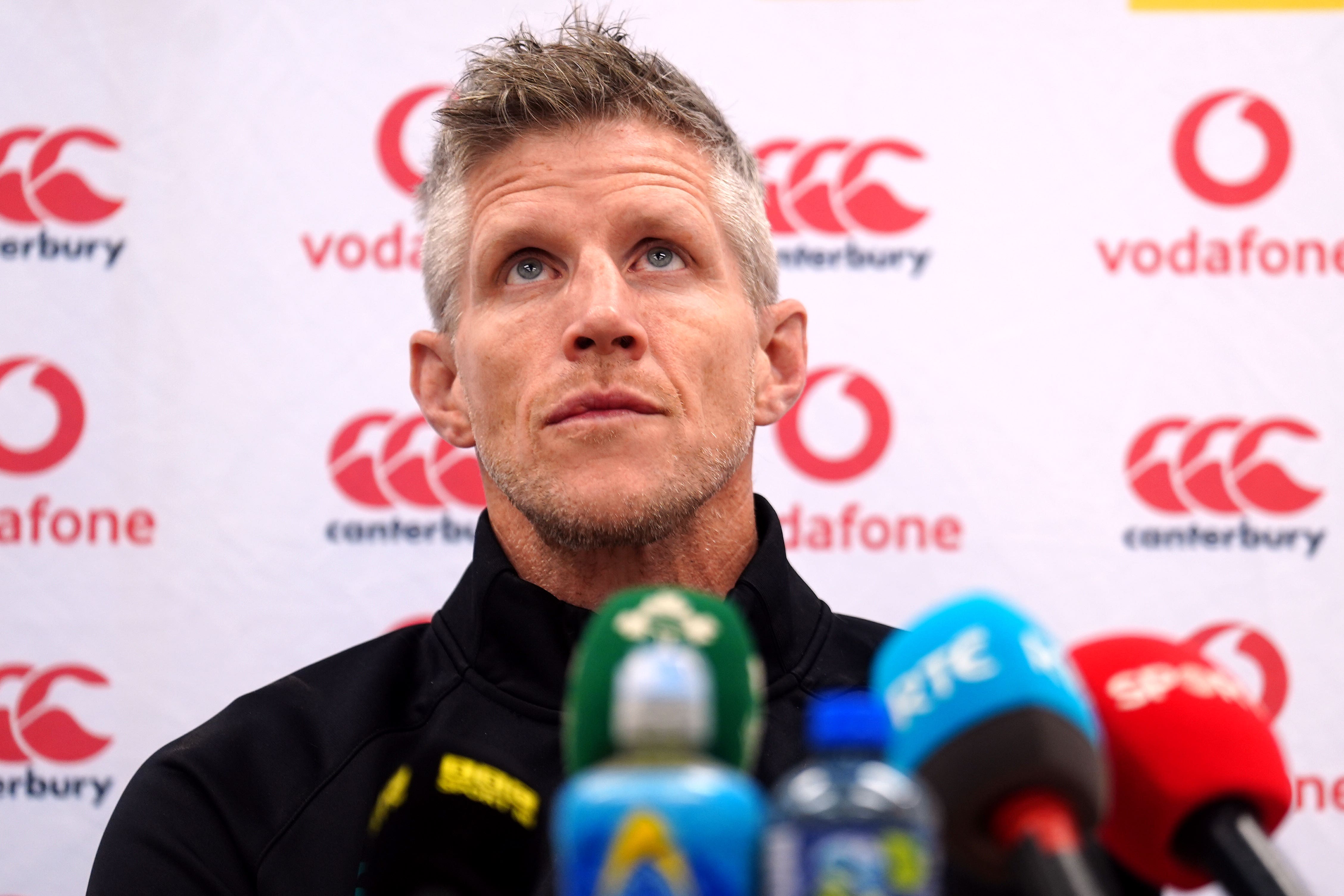 Ireland interim head coach Simon Easterby during a press conference at the Radisson Hotel, Dublin Airport, Ireland. Picture date: Friday February 7, 2025.