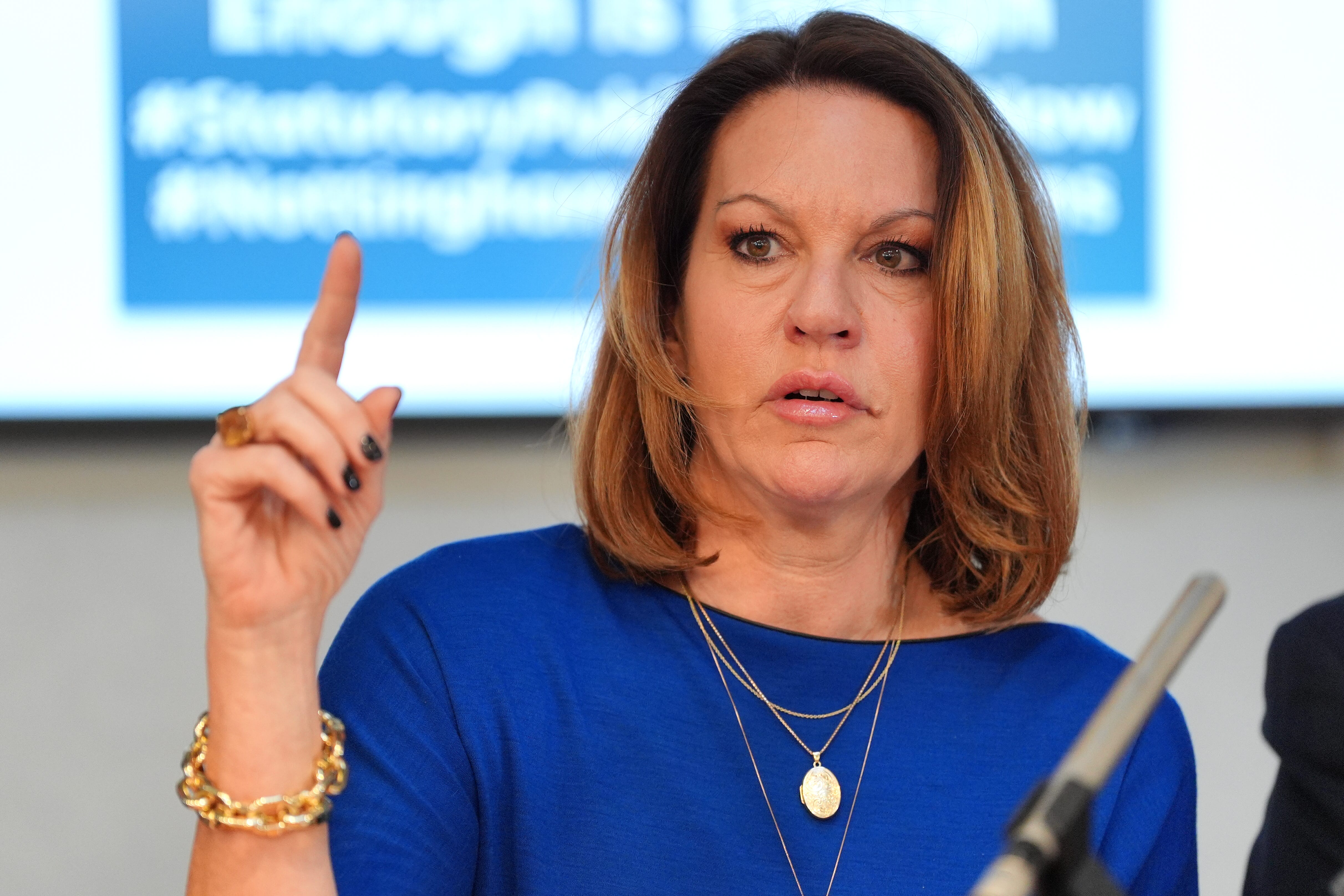 Emma Webber, the mother of Barnaby Webber, speaking to the media during a press conference with the families of the victims of the Valdo Calocane, at Doughty Street Chambers, central London (Jonathan Brady/PA)