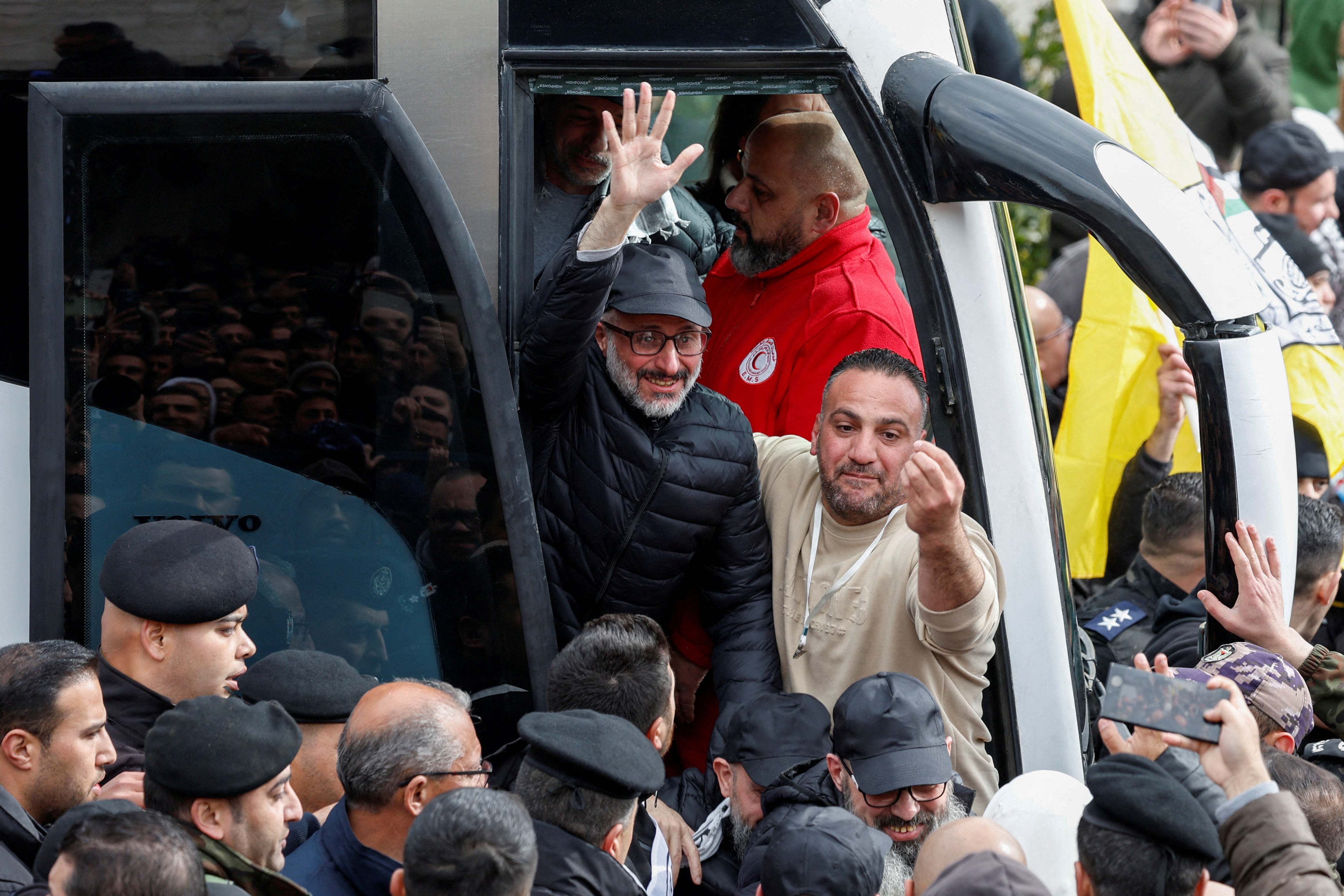 Freed Palestinians arrive in Ramallah, West Bank