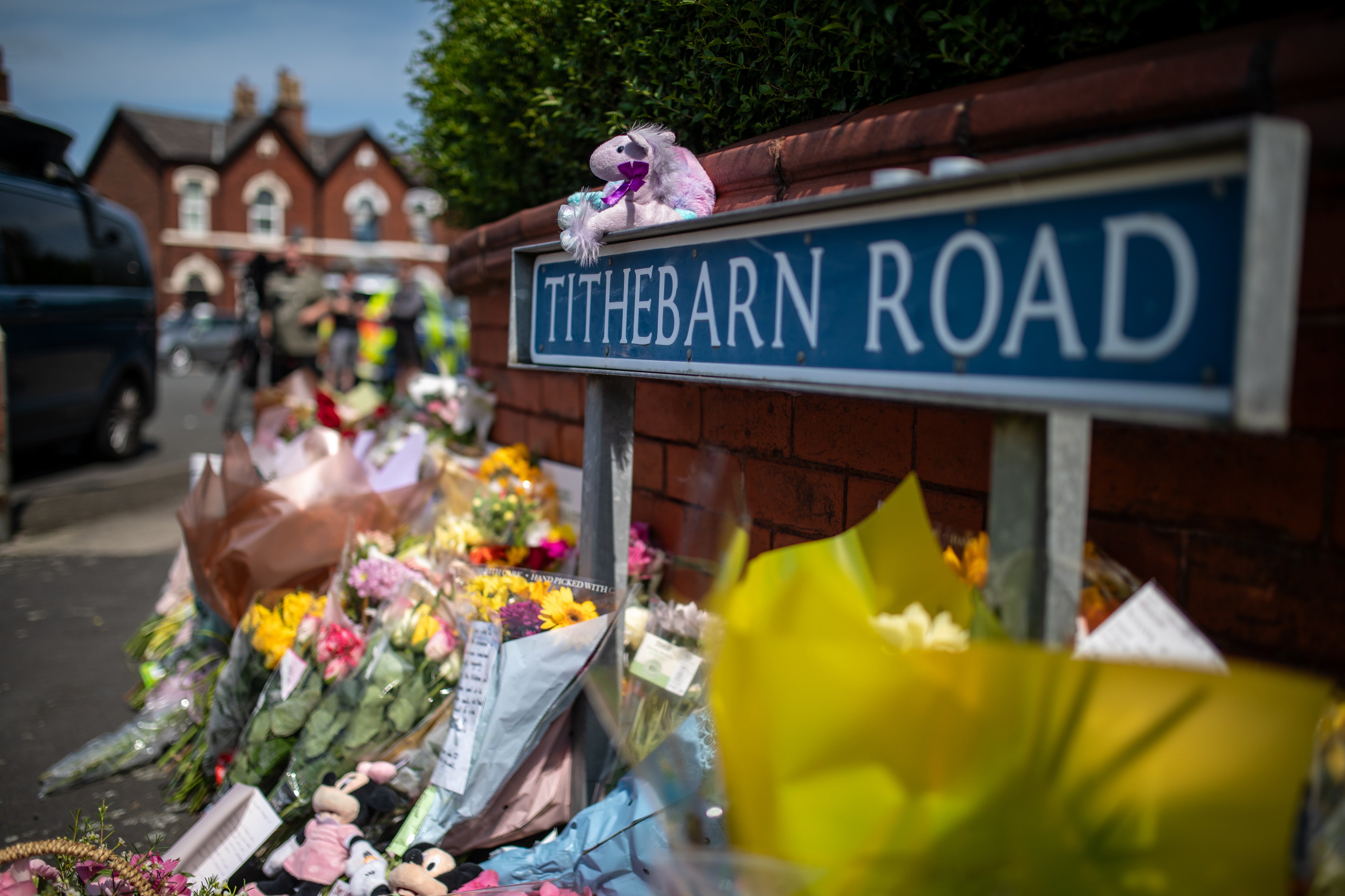 Flowers and tributes near the scene