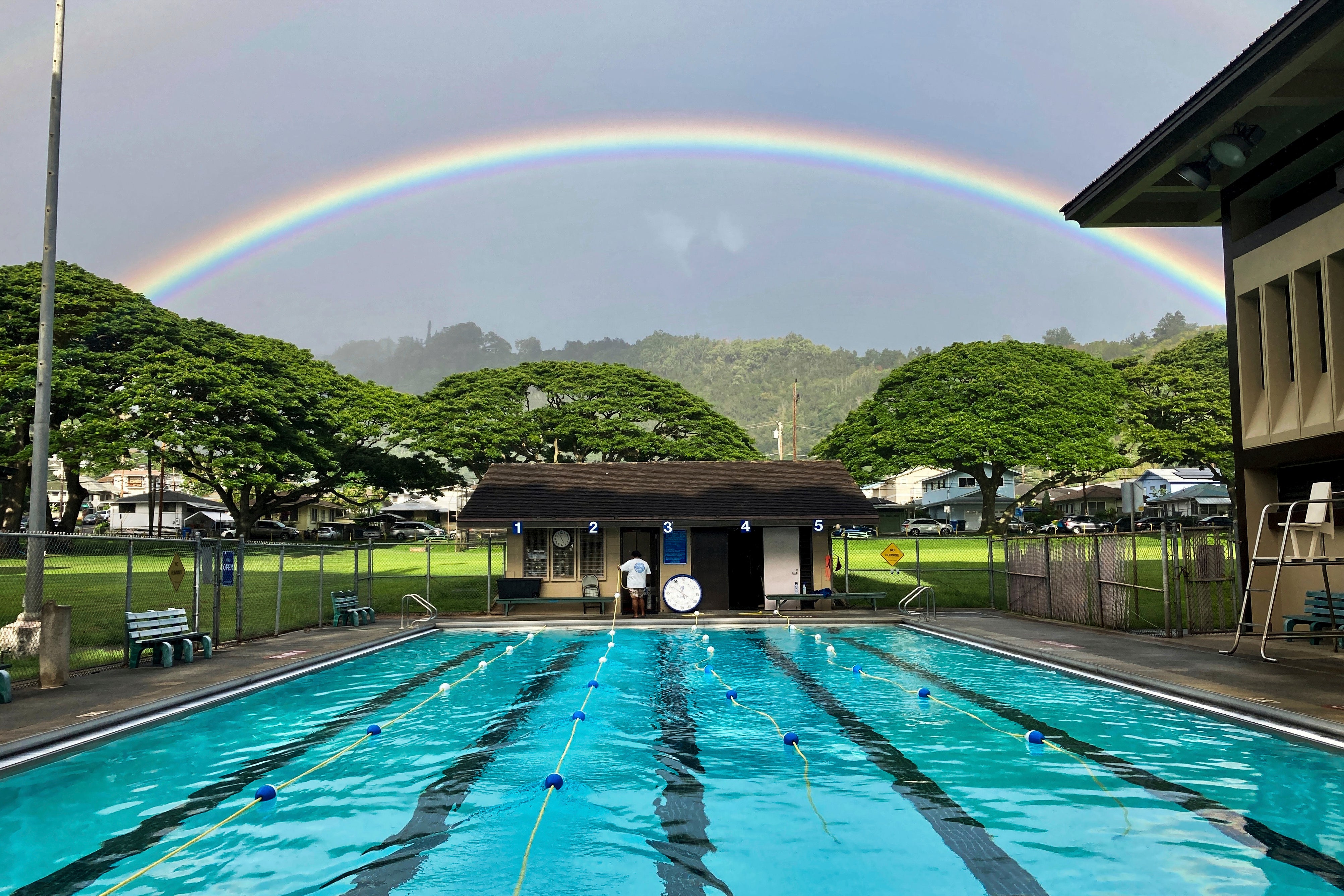 A rainbow appears in the sky on Oct. 28, 2024, in Honolulu