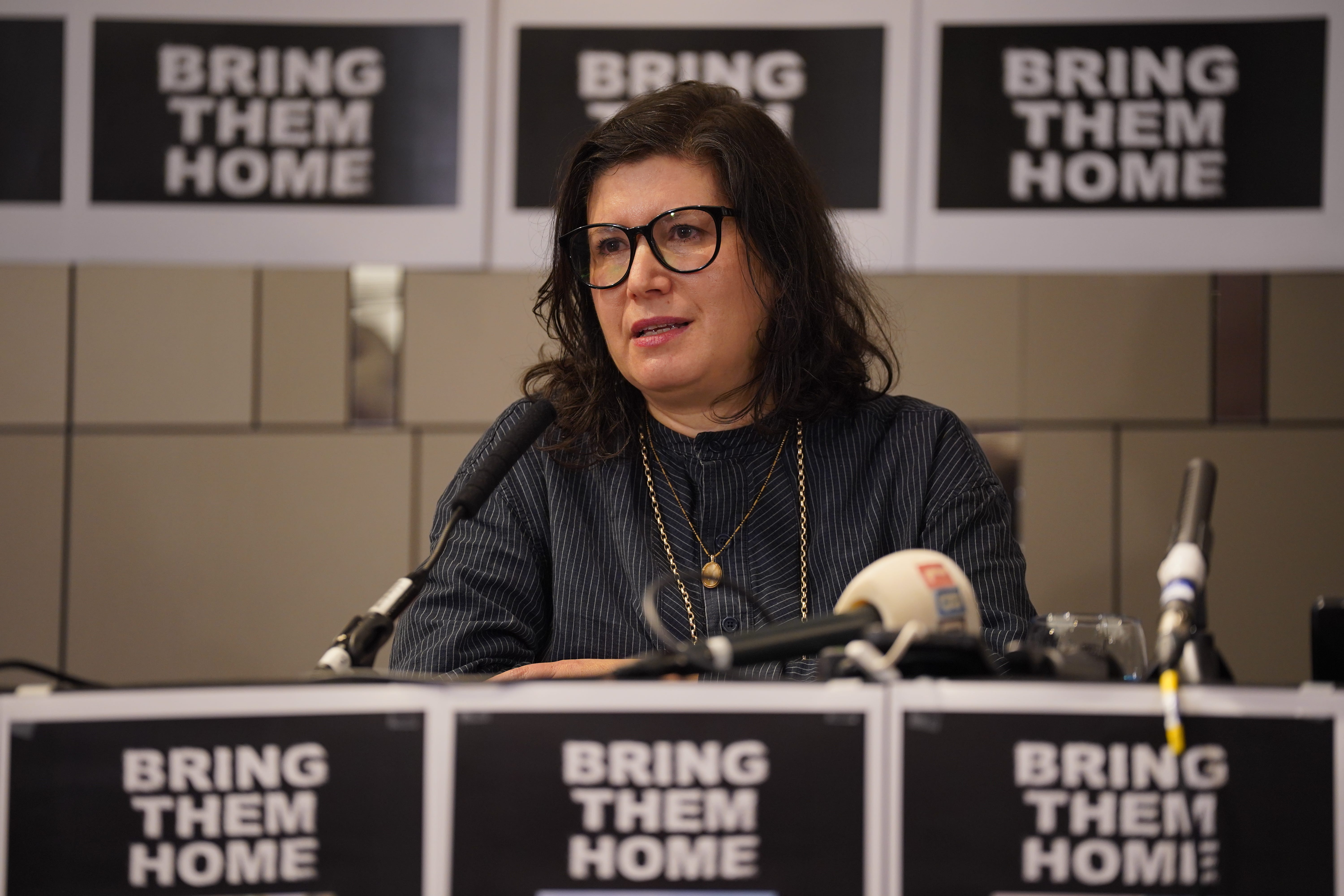 Dr Sharone Lifschitz has described the wait for hostage-release lists as being like a ‘reality show from hell’ as she waits to find out whether her father will be among the freed (Lucy North/PA)