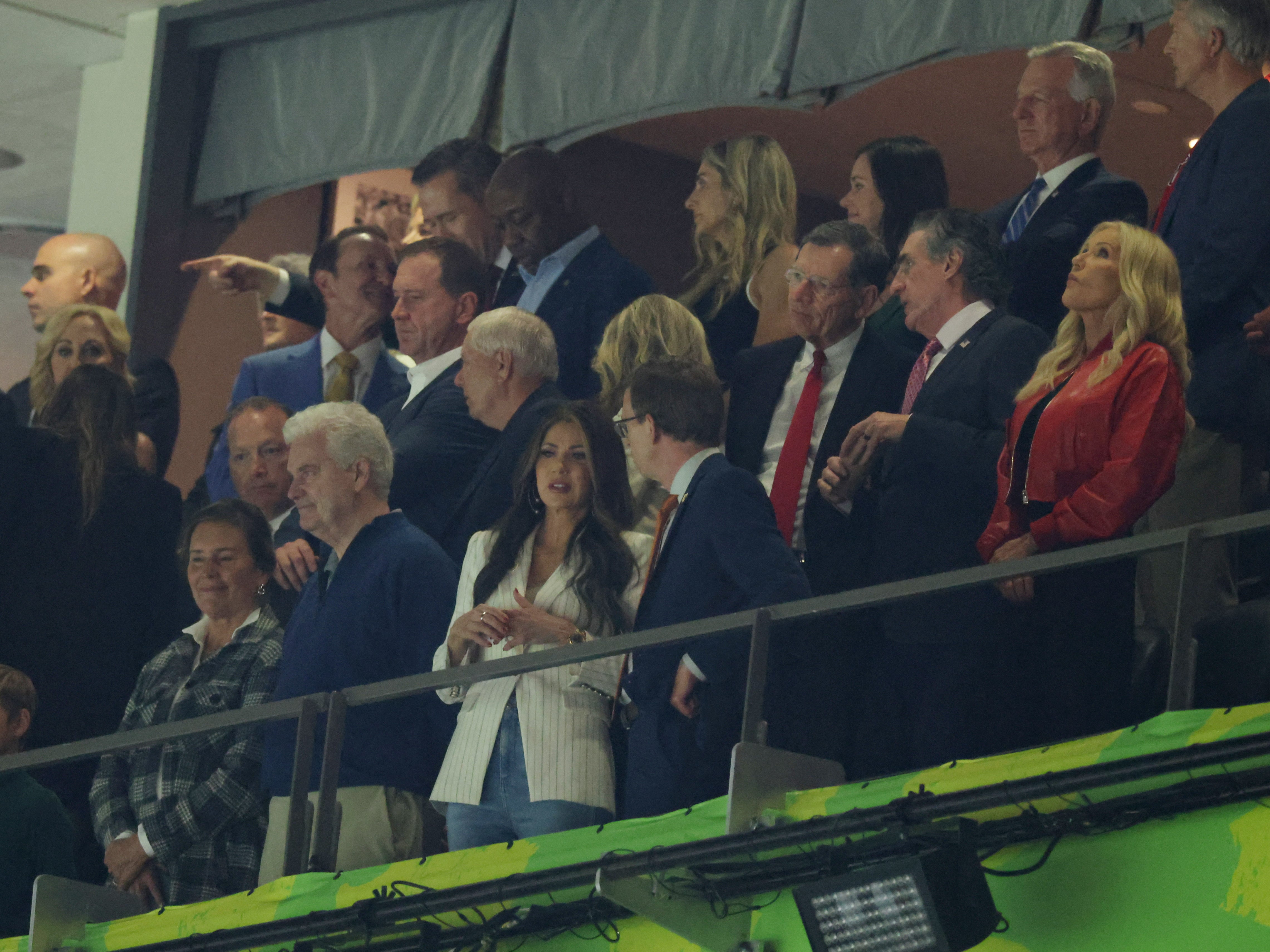 Government dignitaries including Kristi Noem, Marjorie Taylor Greene and Tommy Tuberville attend Super Bowl LIX