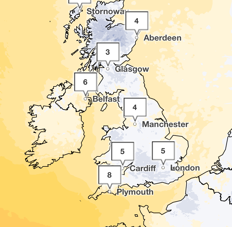 The forecast for Saturday night shows icy temperatures across the country
