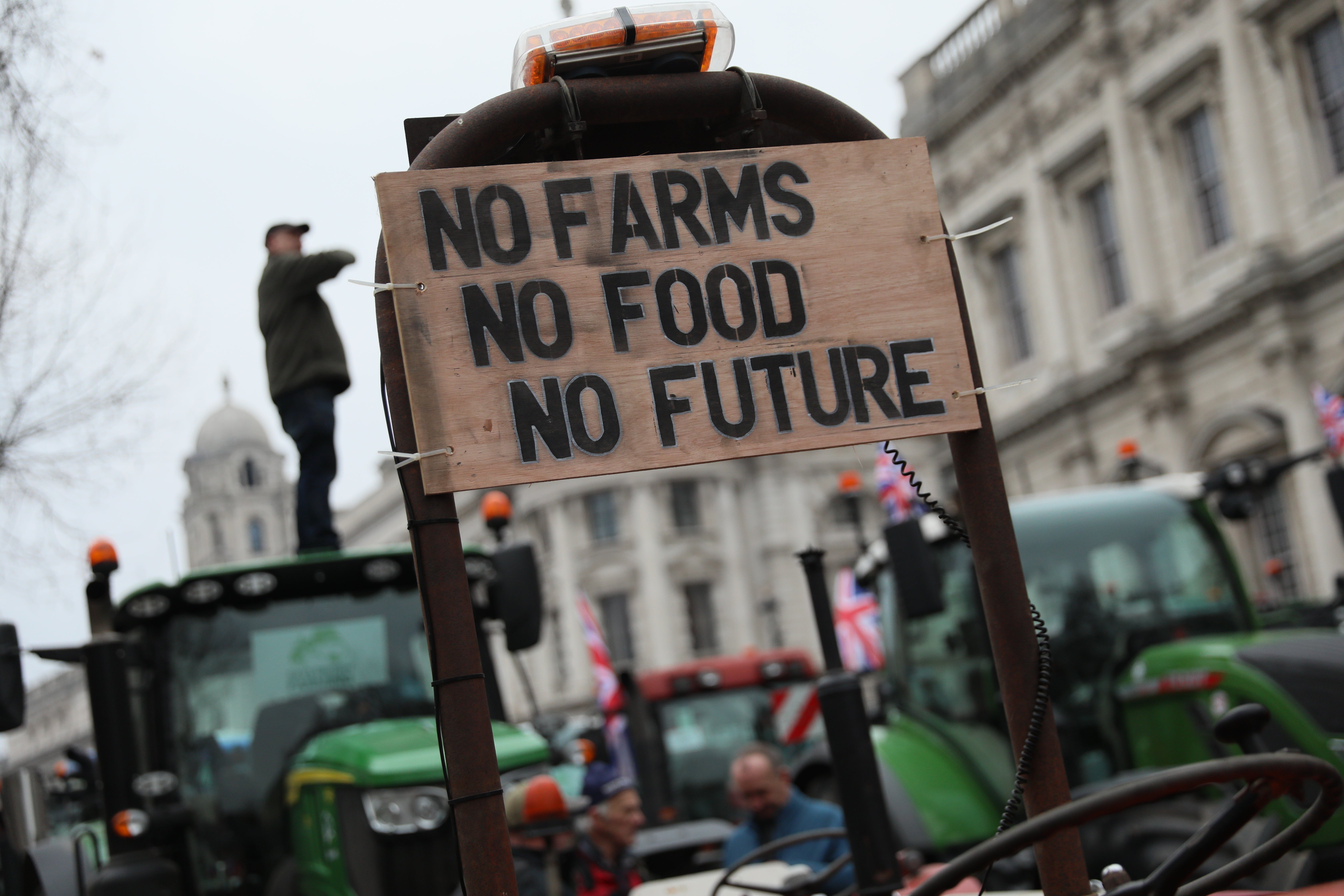 A placard with the sign ‘No Farms No Food No Future’