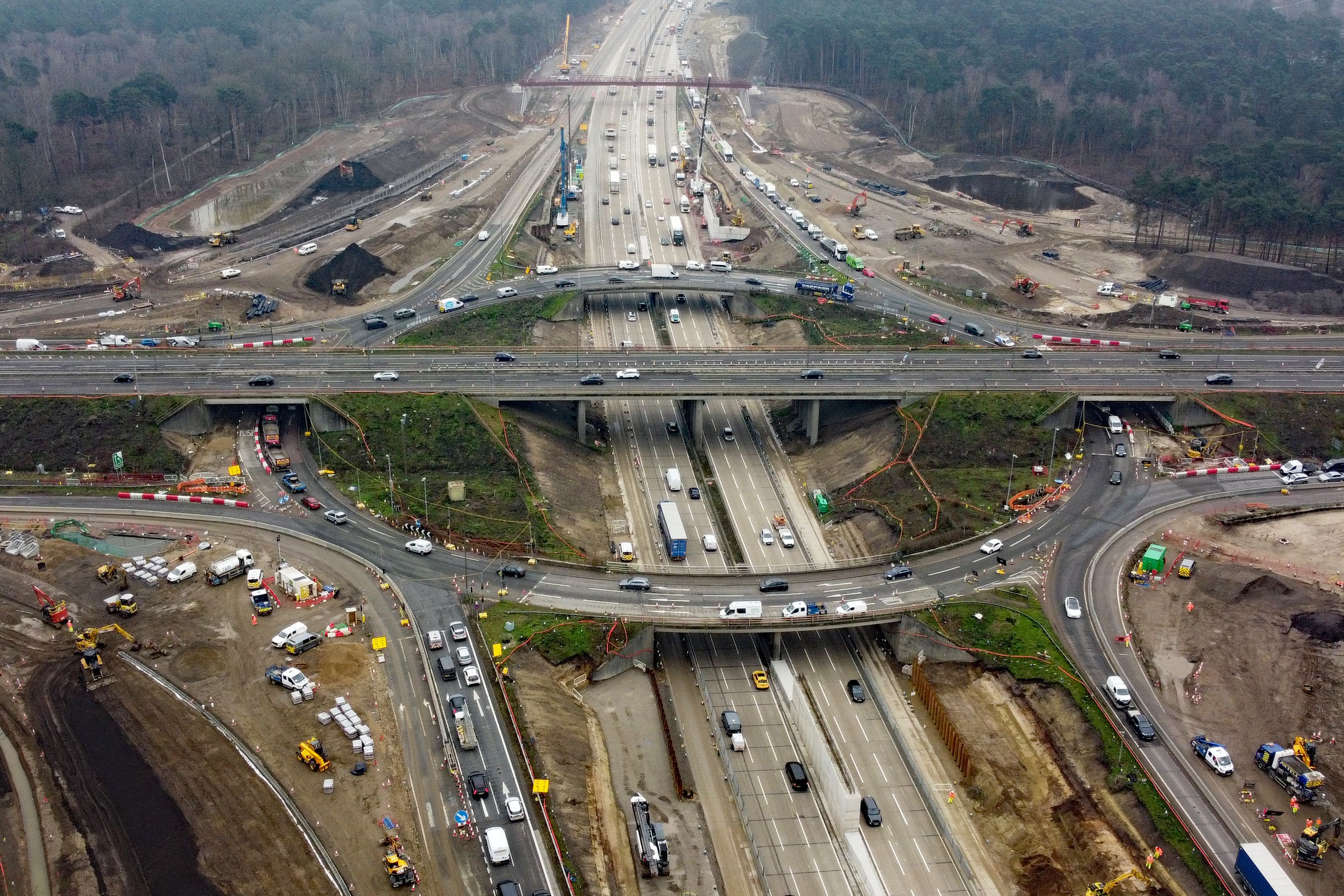 An aerial view of Junction 10 on the M25