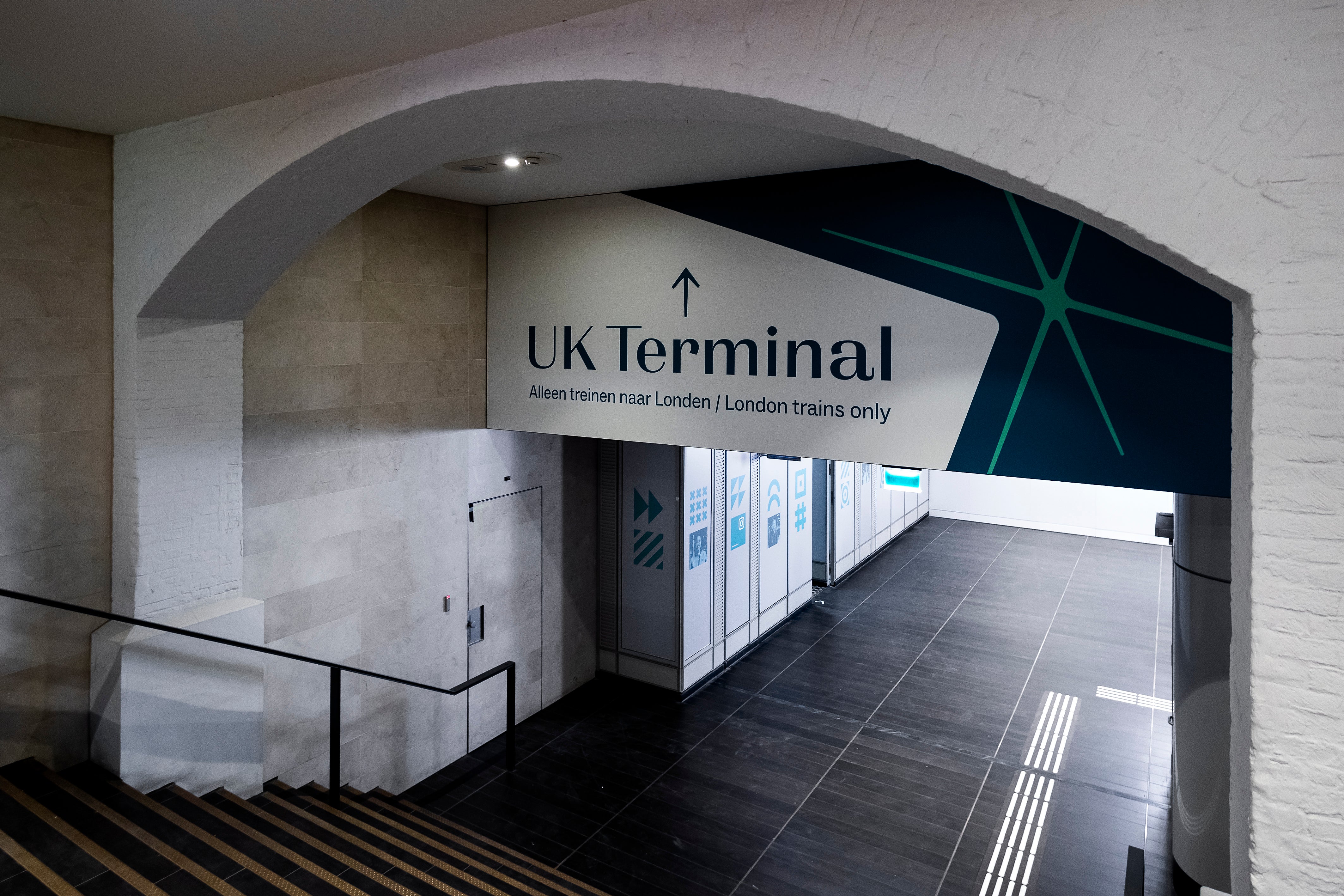 The entrance to the UK terminal at Amsterdam Centraal station which opened on Monday